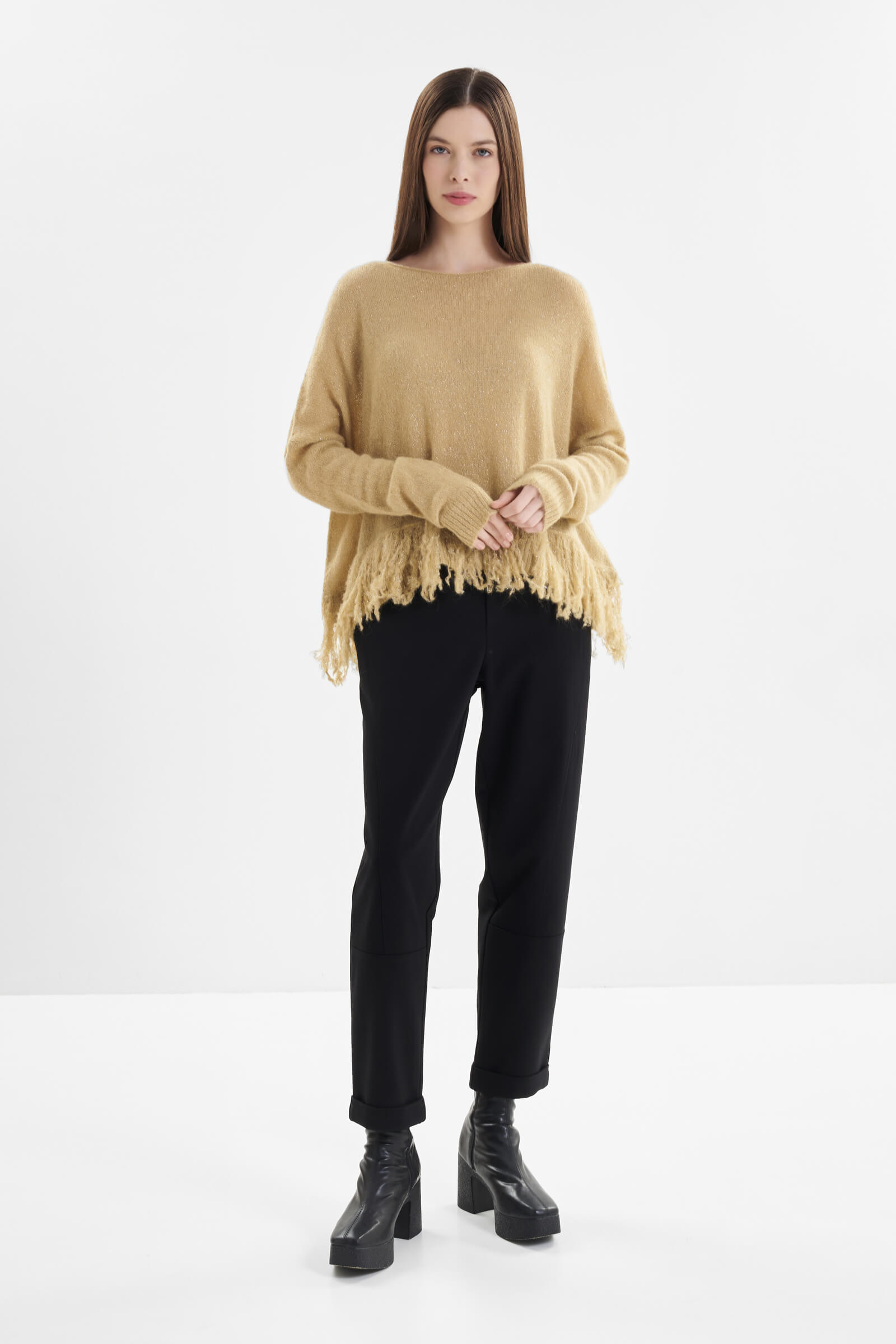 Асимметричный джемпер с бахромой Бренд Sarah Pacini