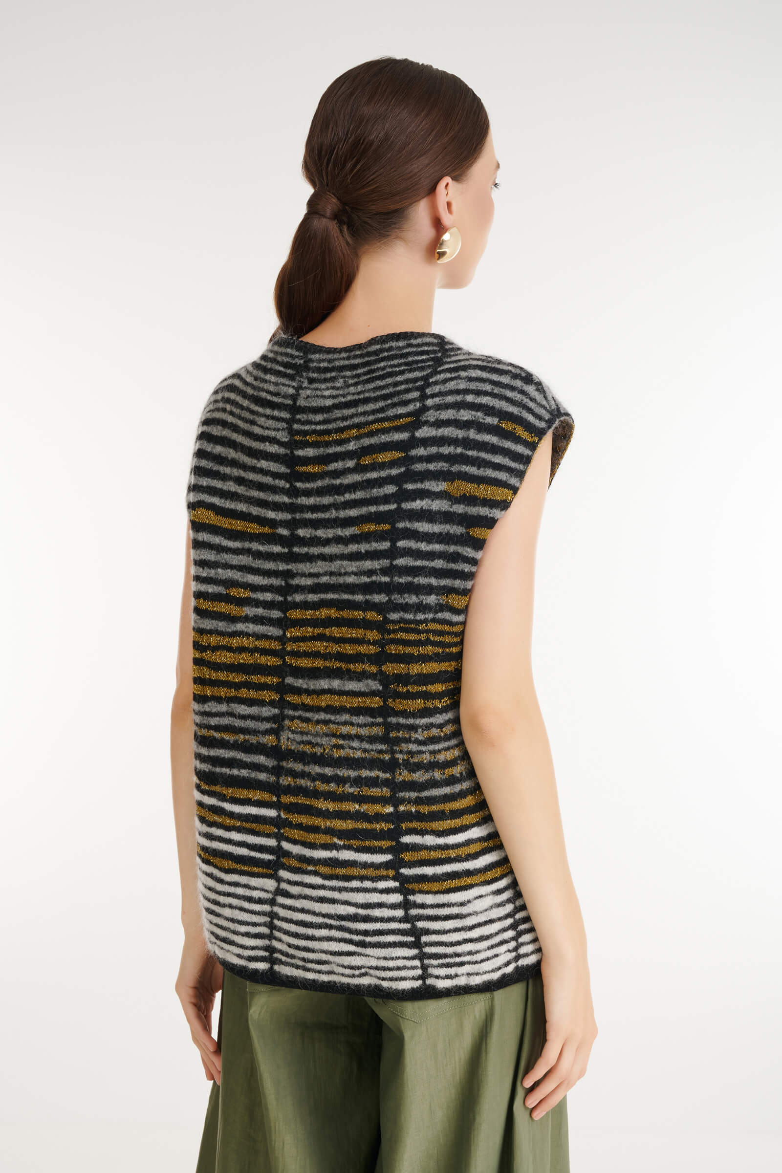 Трикотажный жилет с полосатым узором Бренд Sarah Pacini