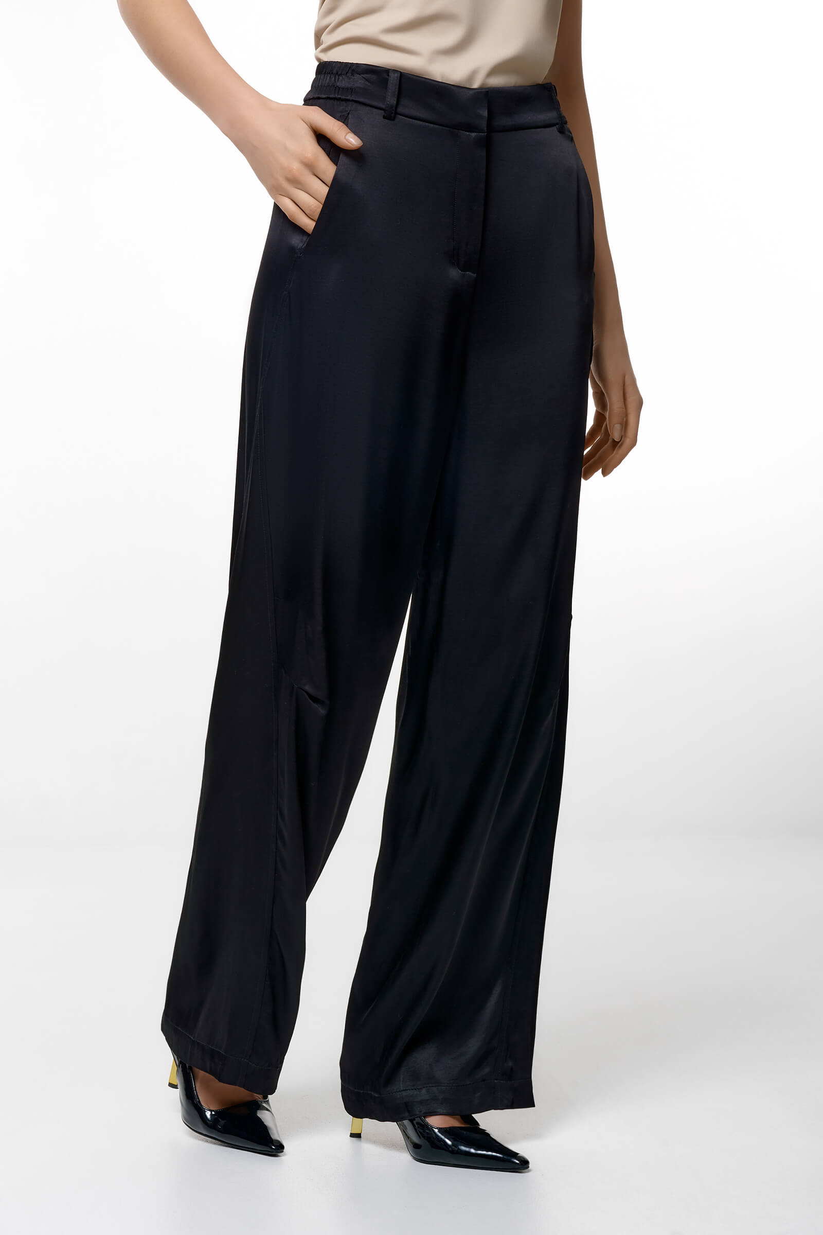 Широкие брюки из атласа Бренд Caterina Leman