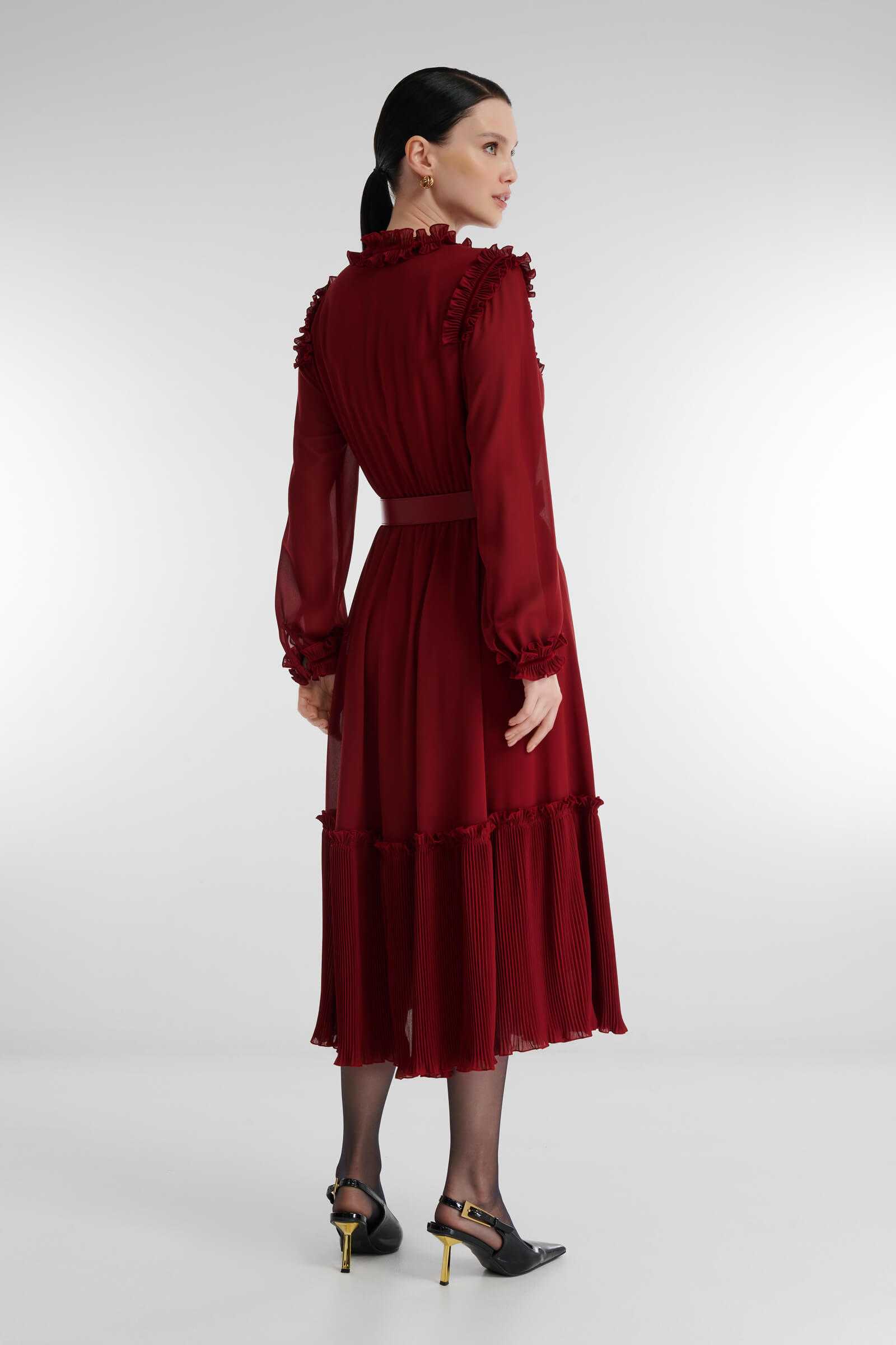 Платье-рубашка с плиссированным жабо Бренд Caterina Leman