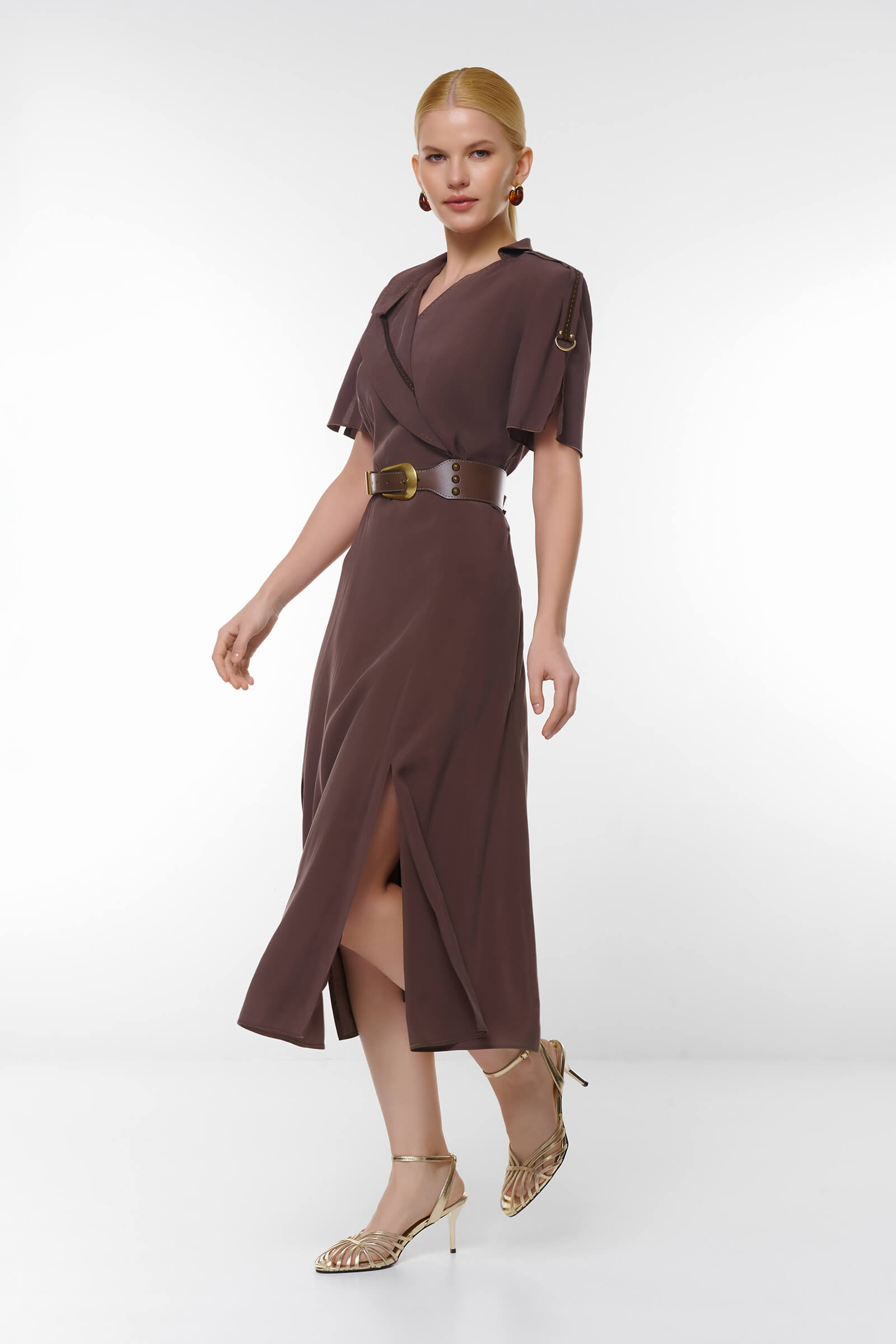 Платье макси с отложным воротником Бренд Caterina Leman