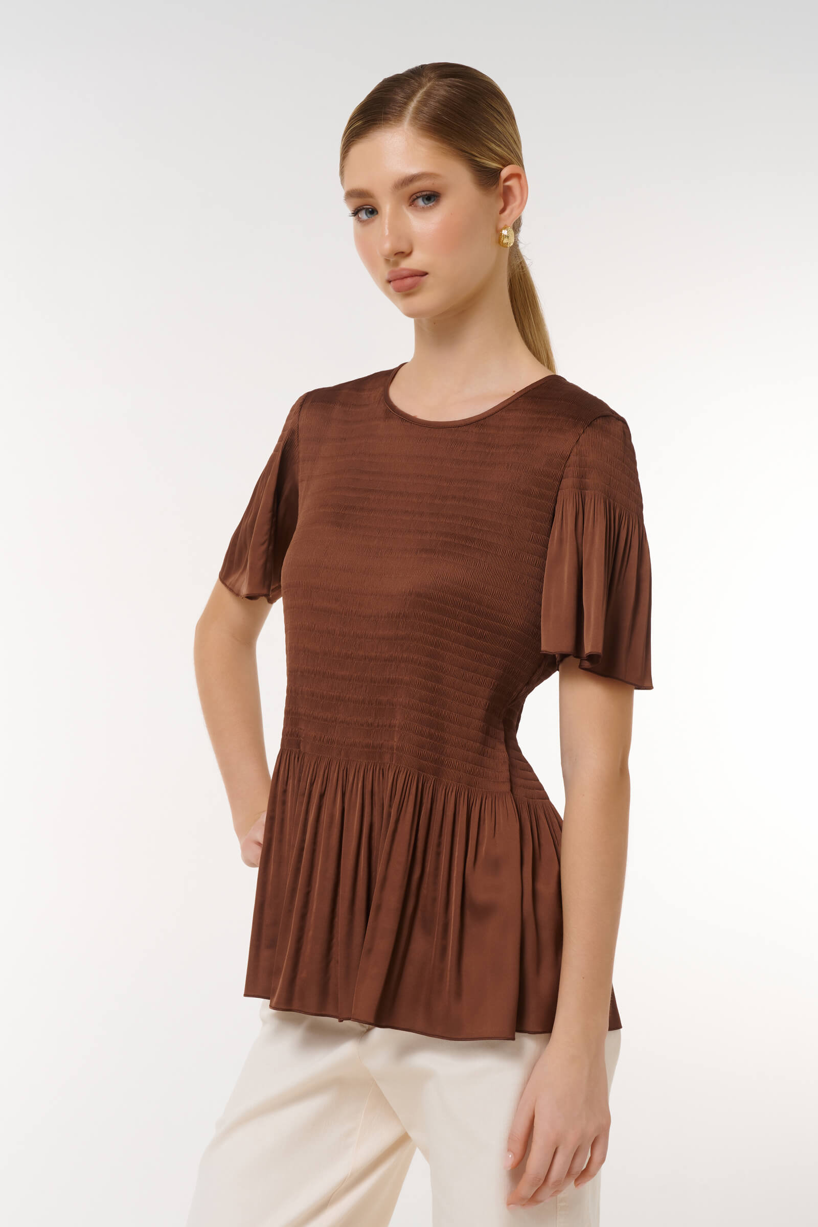 Блузка приталенного кроя с воланами Бренд Caterina Leman