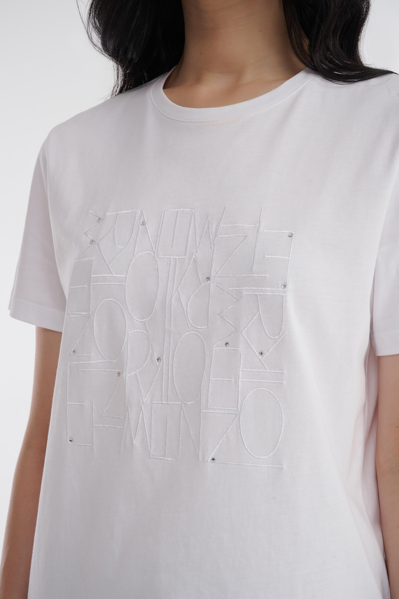 Хлопковая футболка с узором и стразами Бренд Diana Gallesi