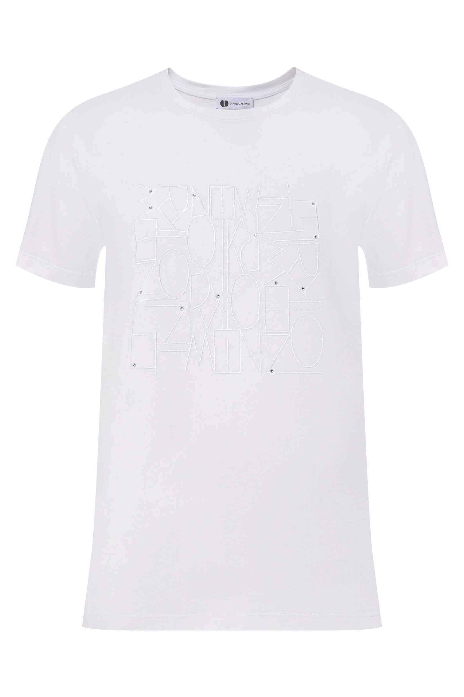 Хлопковая футболка с узором и стразами Бренд Diana Gallesi