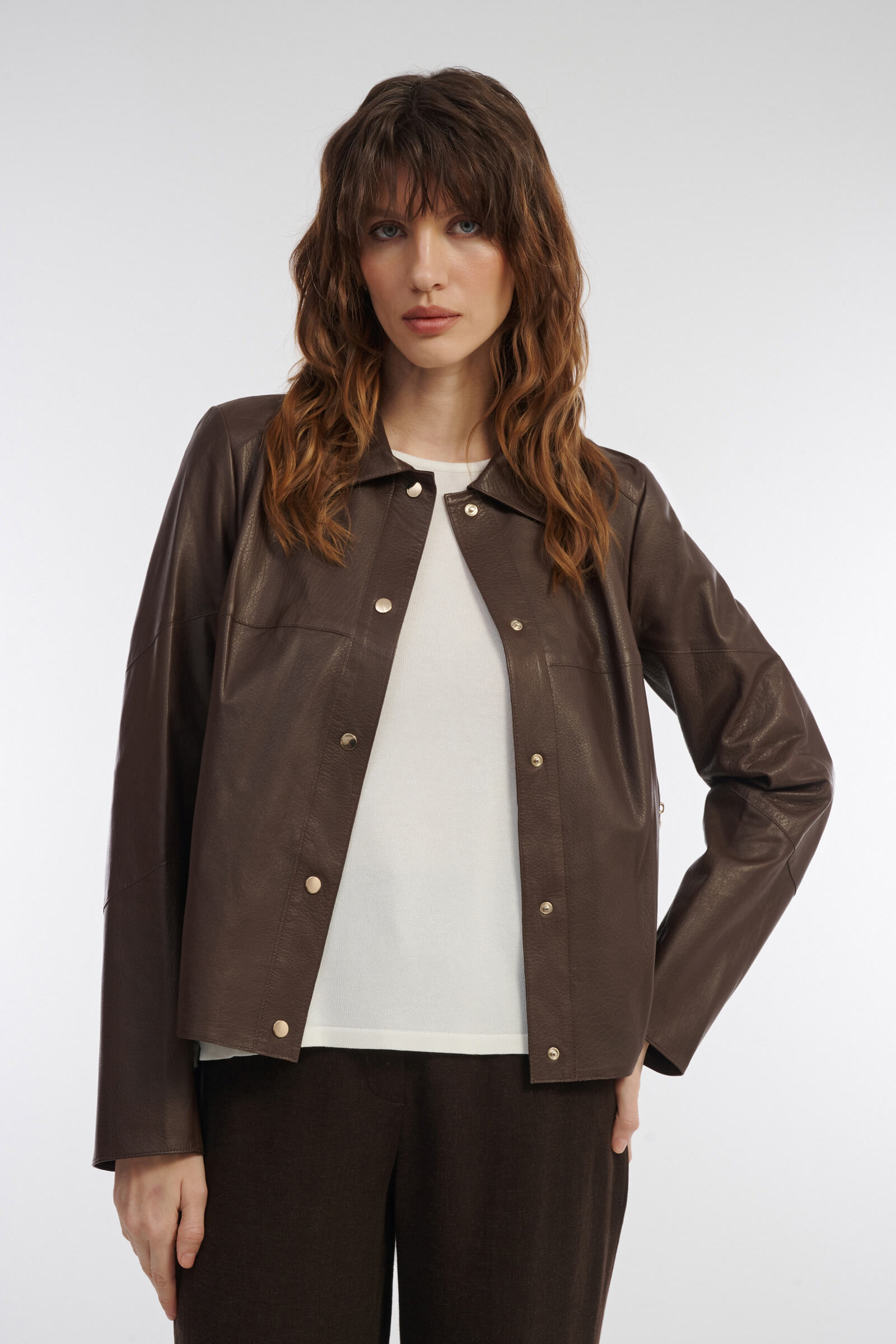 Укороченная куртка из натуральной кожи Бренд Caterina Leman