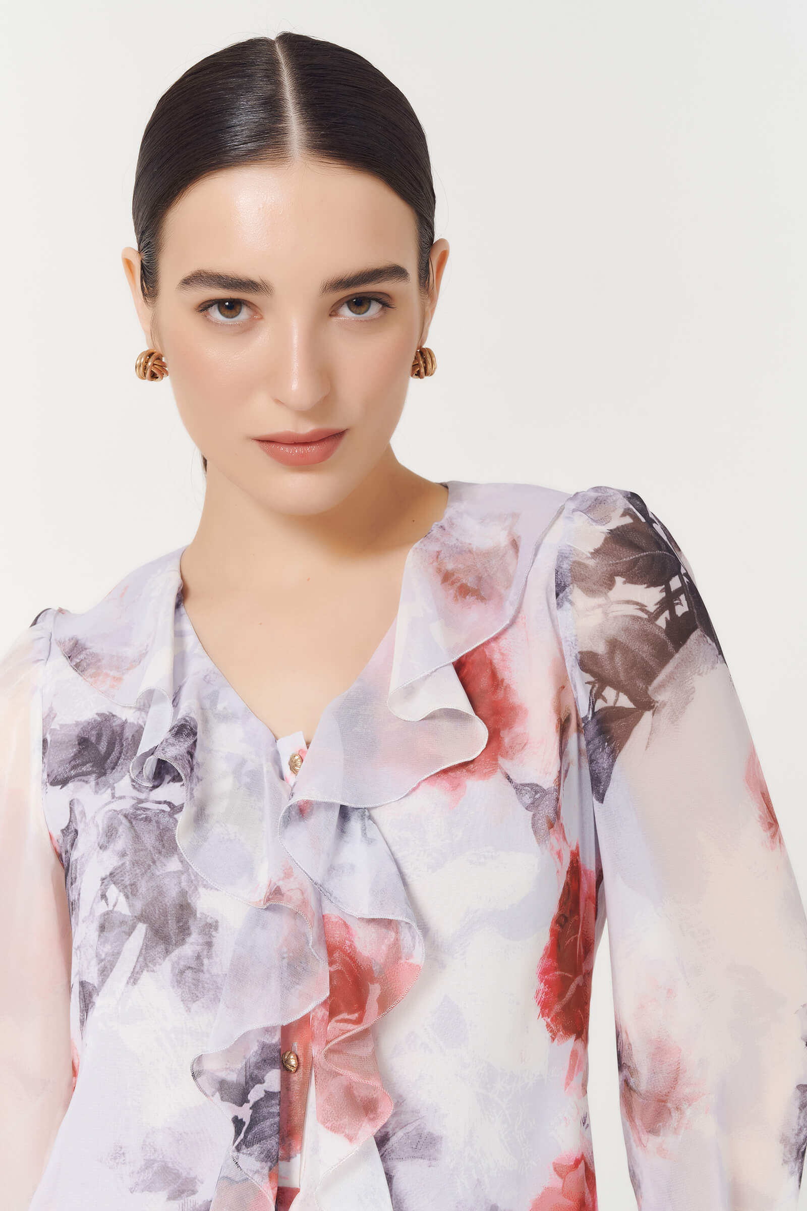 Платье с воланами и цветочным принтом Бренд Caterina Leman