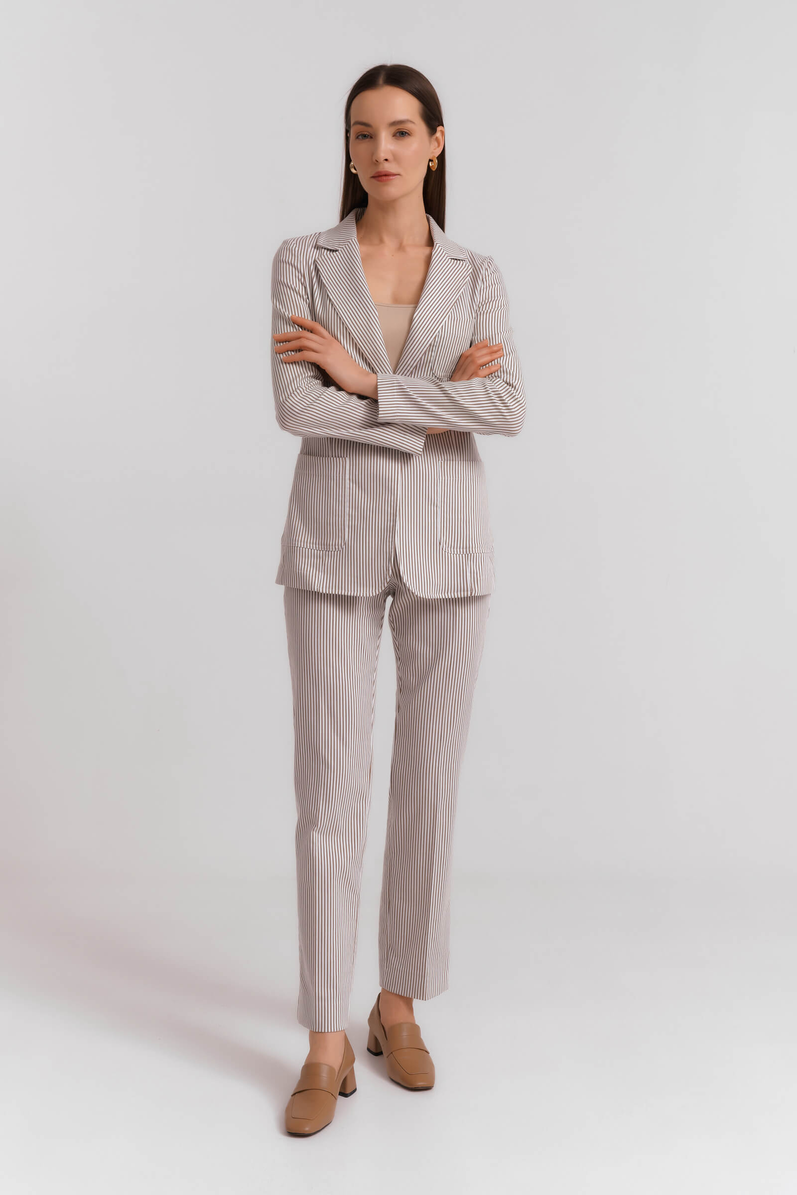 Укороченные брюки в полоску Бренд Diana Gallesi