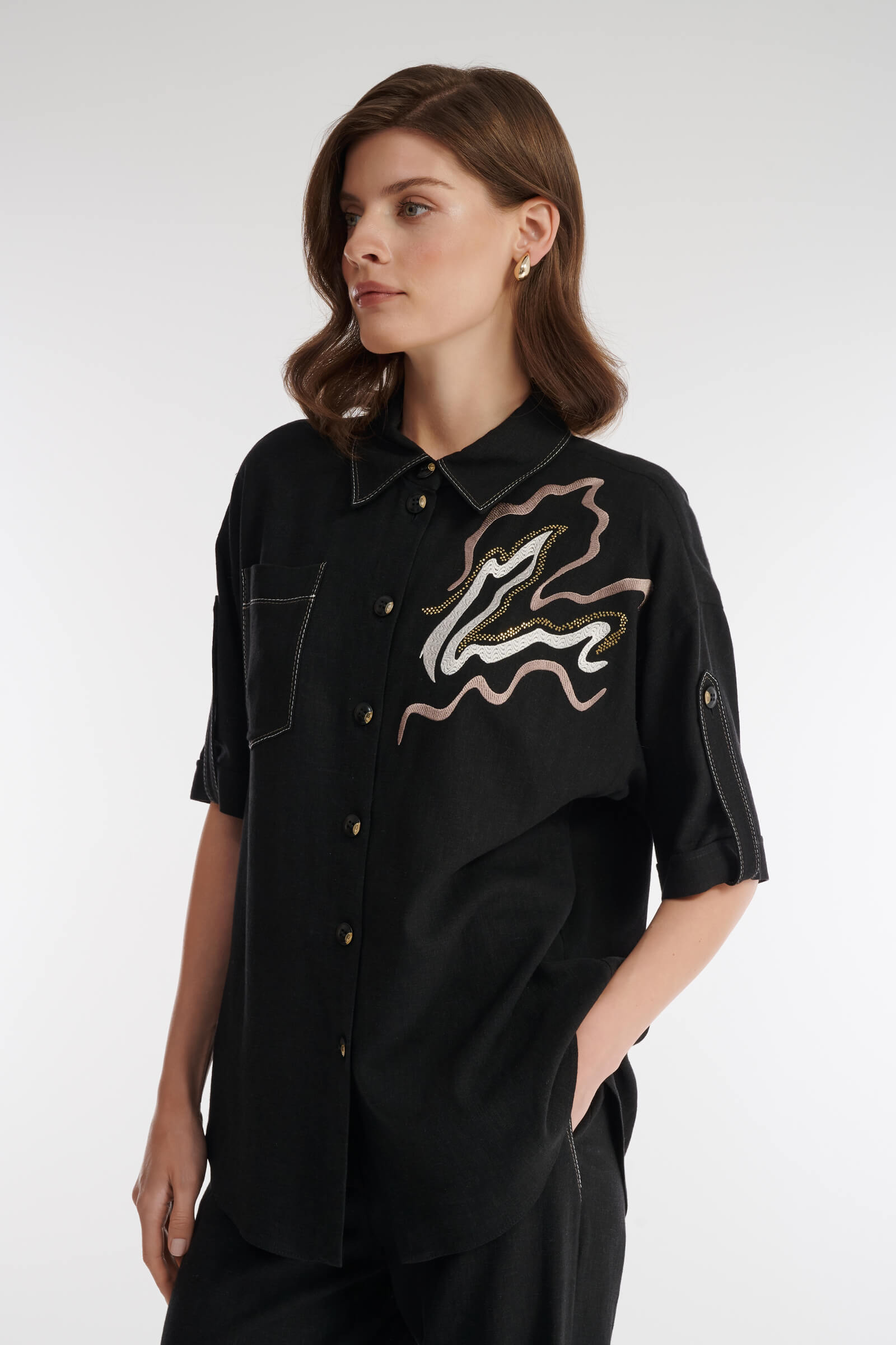 Рубашка с рукавом до локтя Бренд Caterina Leman