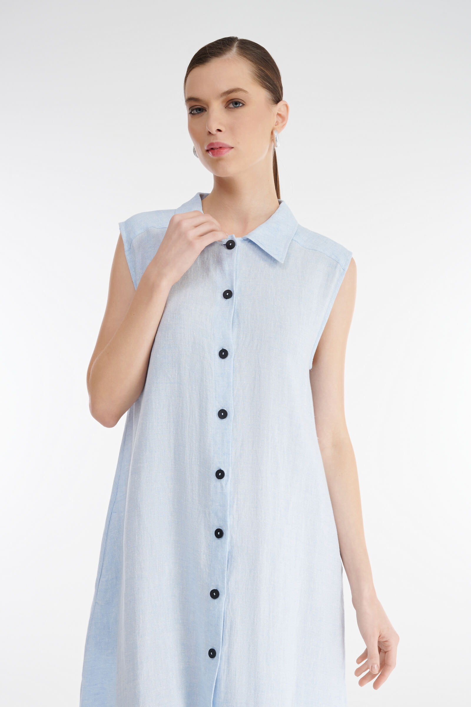 Льняное платье-рубашка Бренд Sarah Pacini