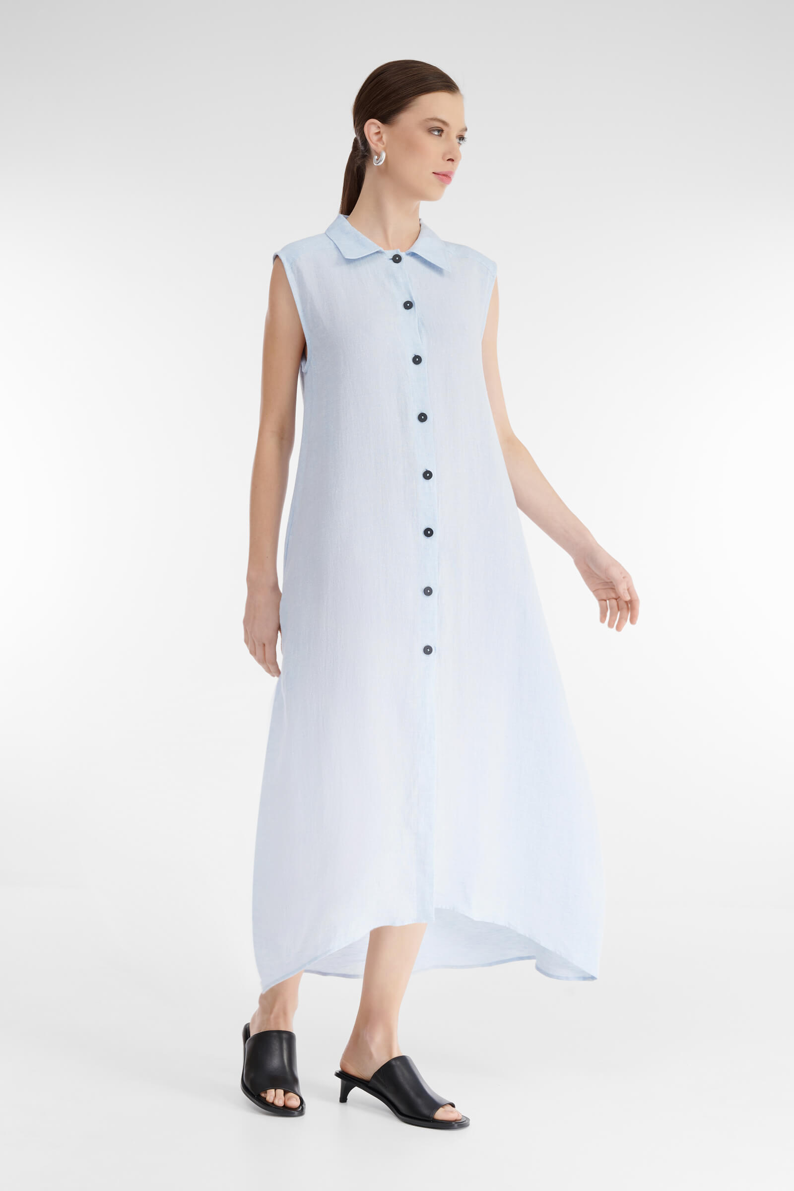 Льняное платье-рубашка Бренд Sarah Pacini