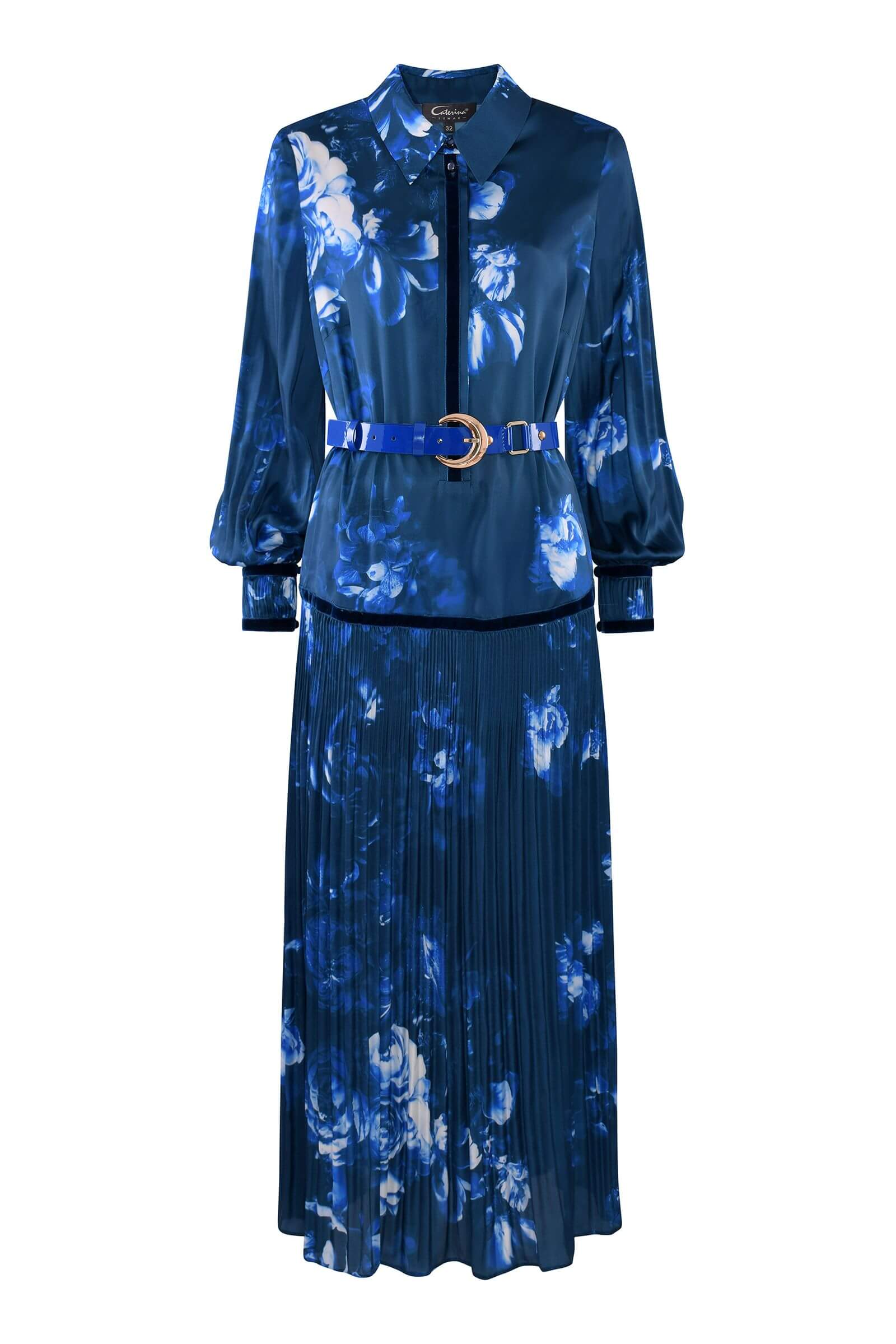 Плиссированное платье-рубашка с принтом Бренд Caterina Leman
