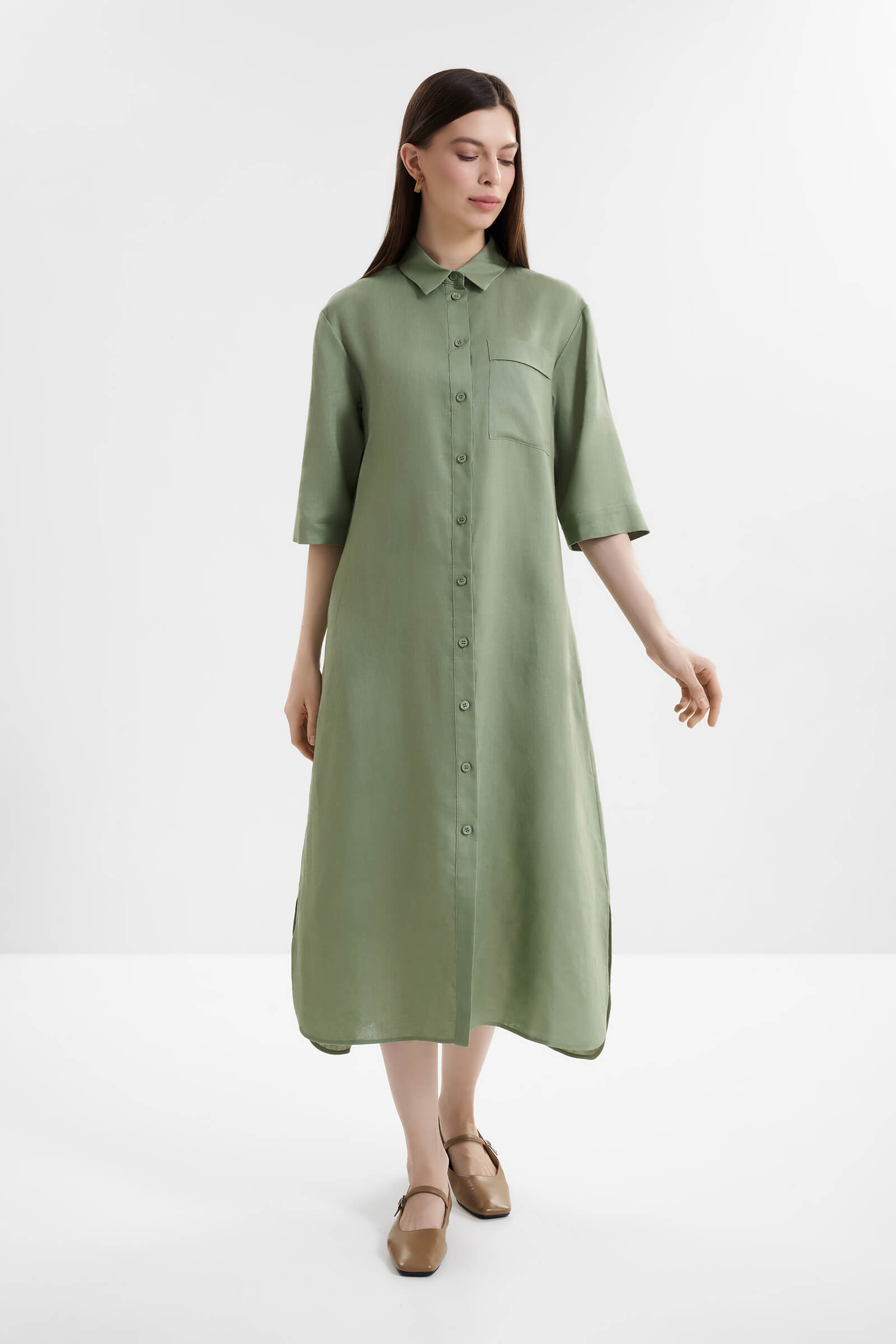 Платье-рубашка из 100% льна Бренд MM