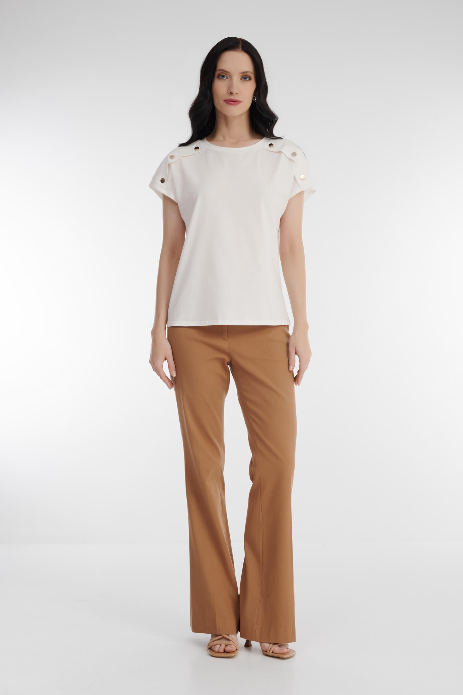 Хлопковая футболка с заклепками Бренд Diana Gallesi