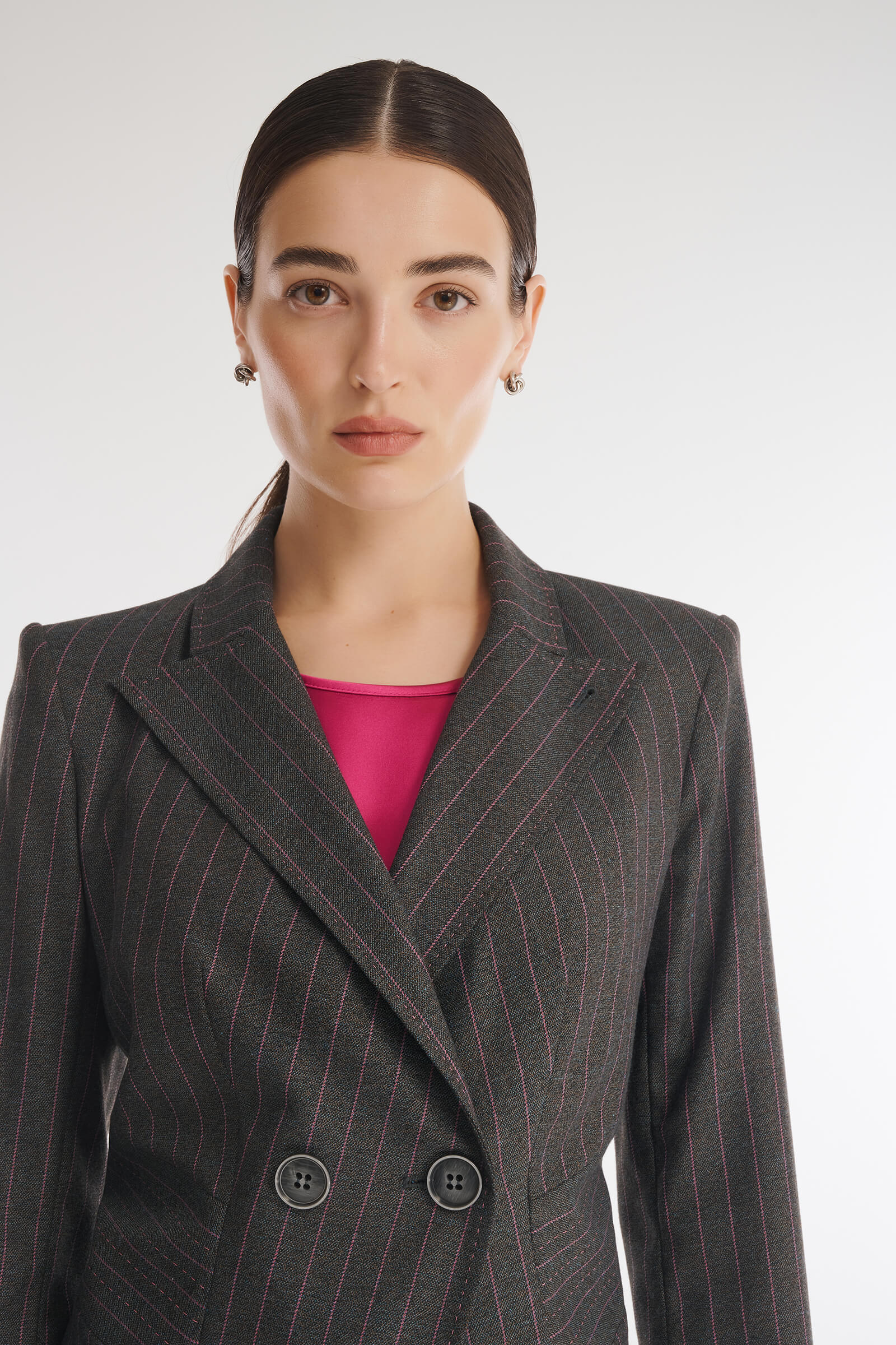 Двубортный пиджак в полоску Бренд Caterina Leman