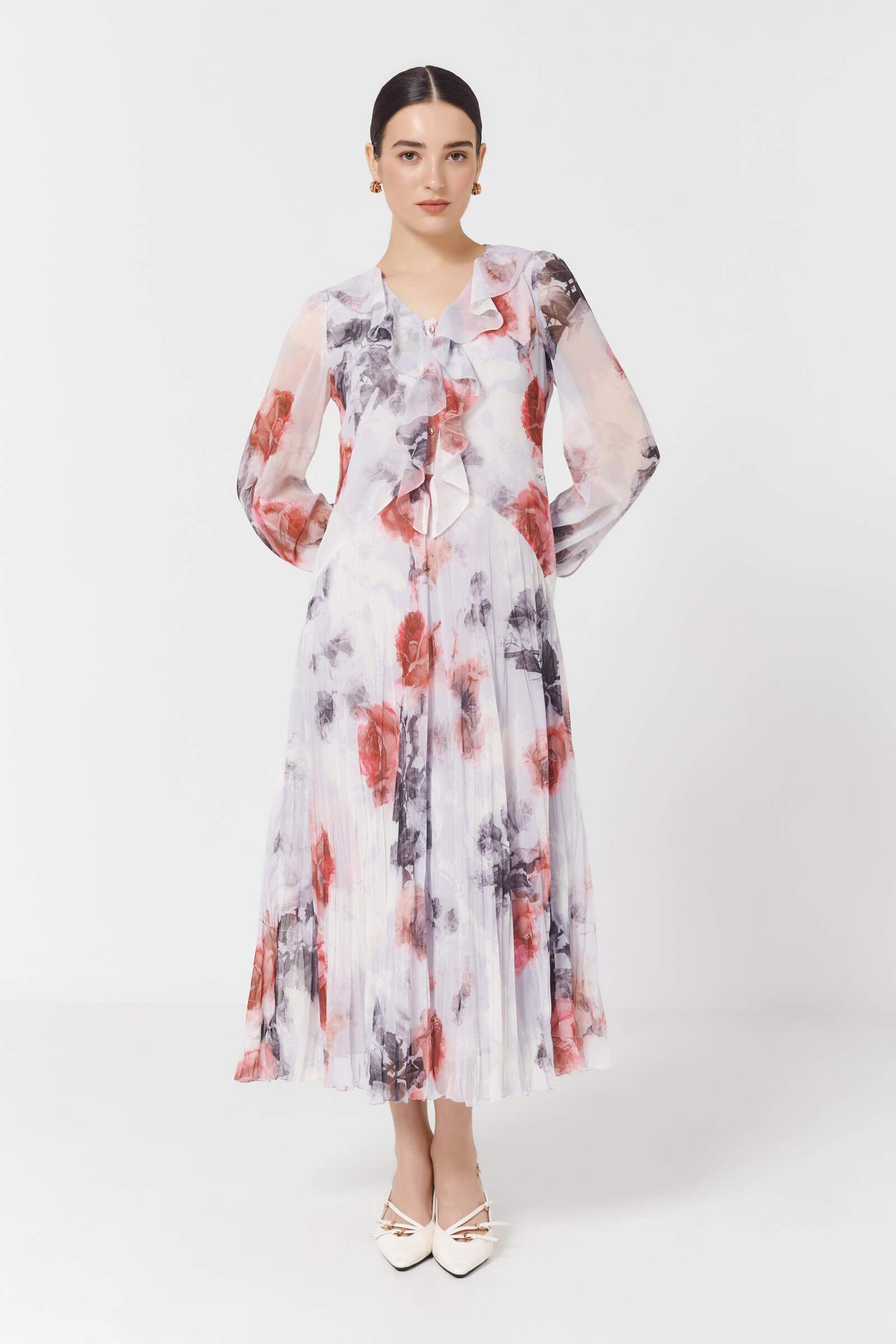 Платье с воланами и цветочным принтом Бренд Caterina Leman