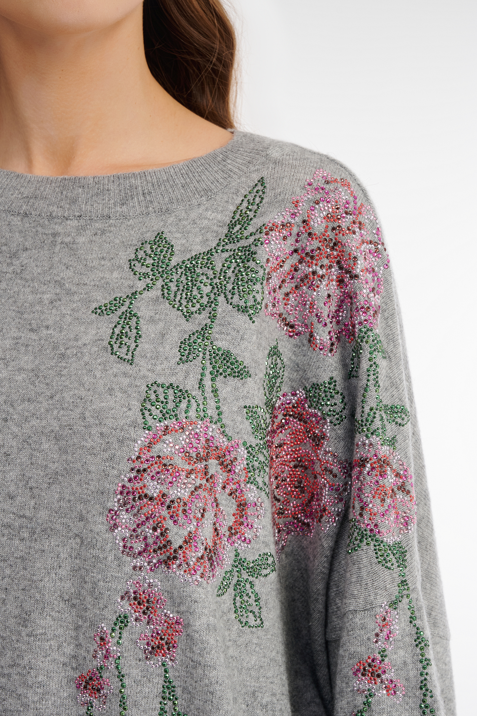 Удлиненный джемпер с цветочной аппликацией Бренд Daniela Drei