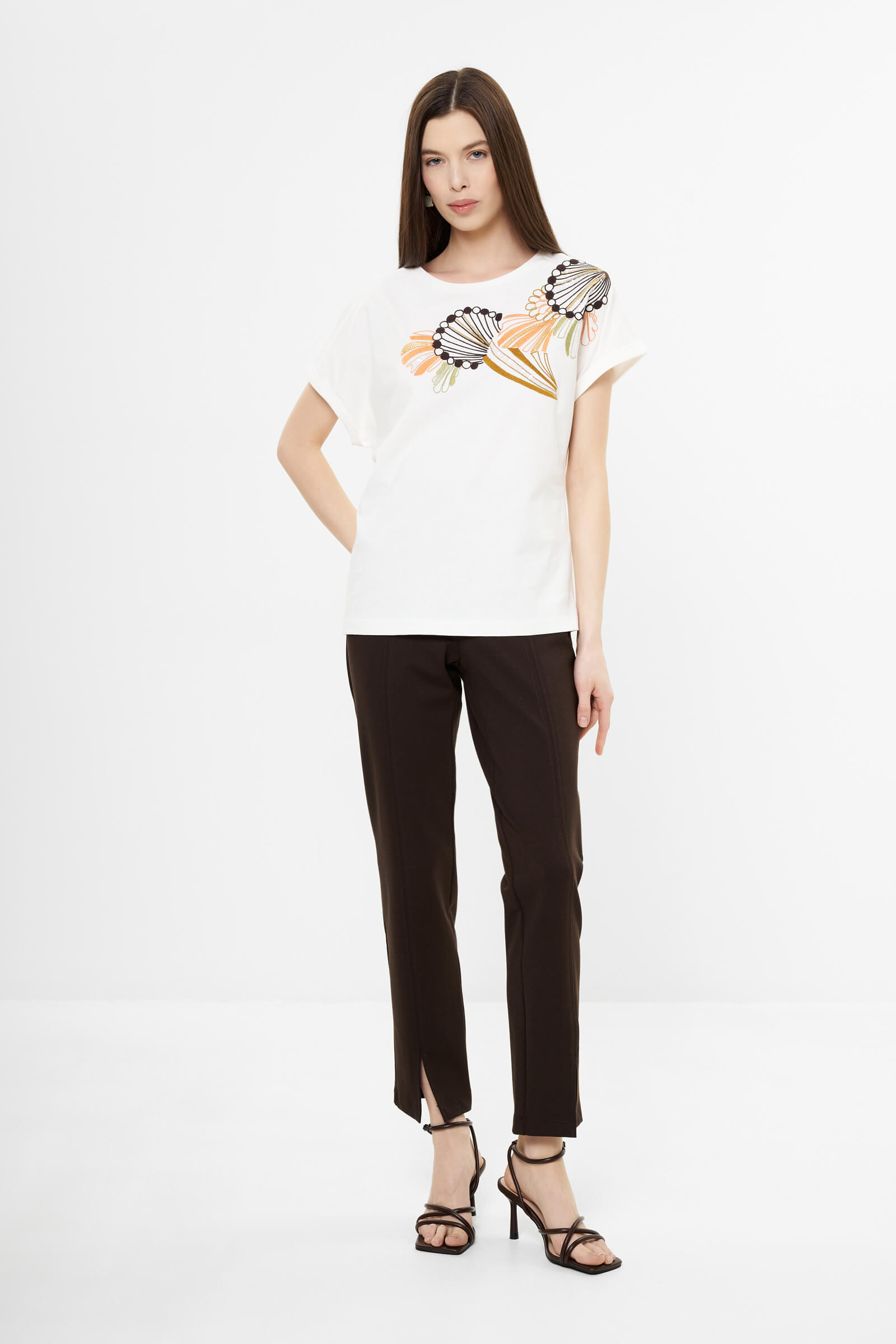 Хлопковая футболка с принтом Бренд Diana Gallesi