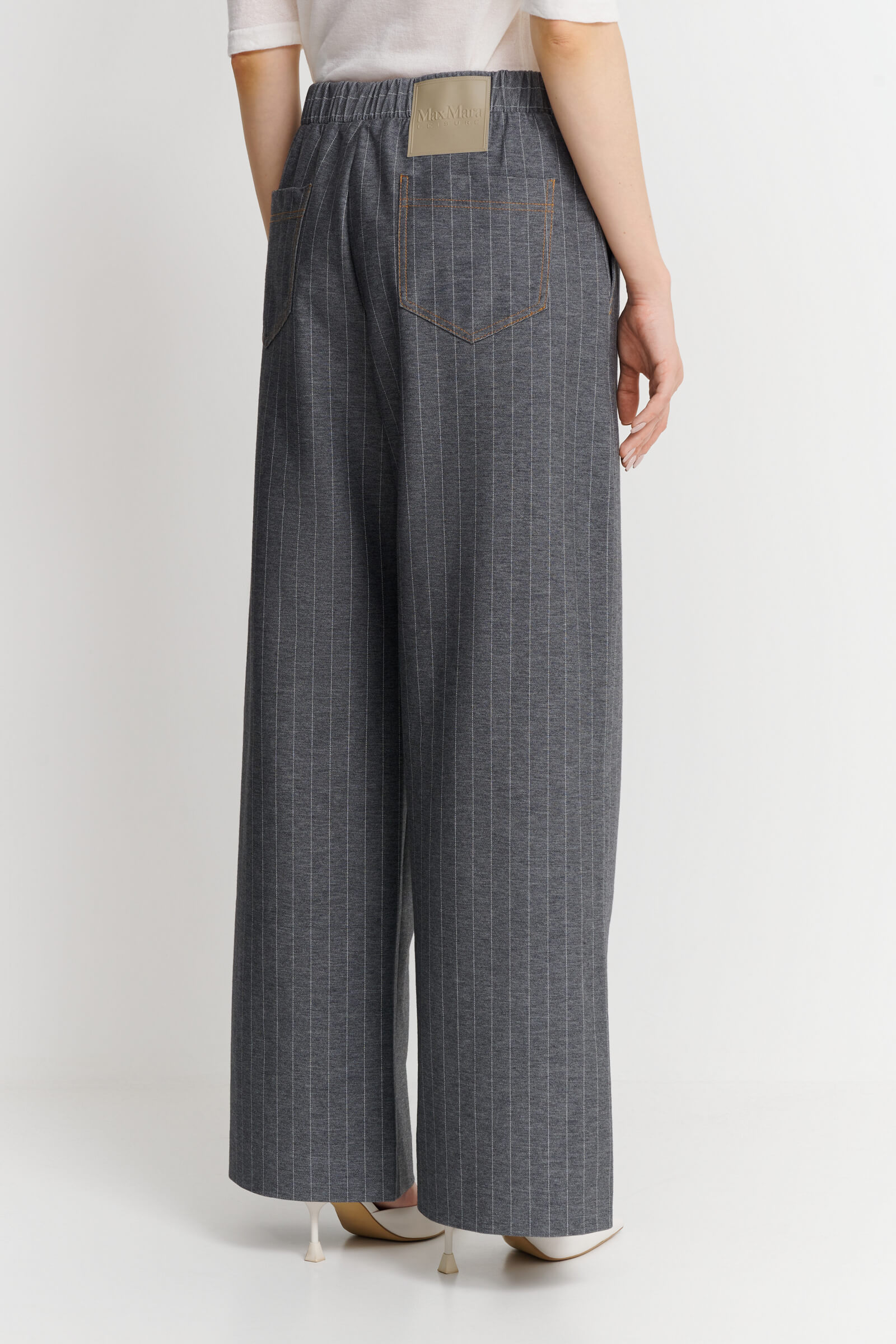 Хлопковые свободные брюки на резинке Бренд Max Mara