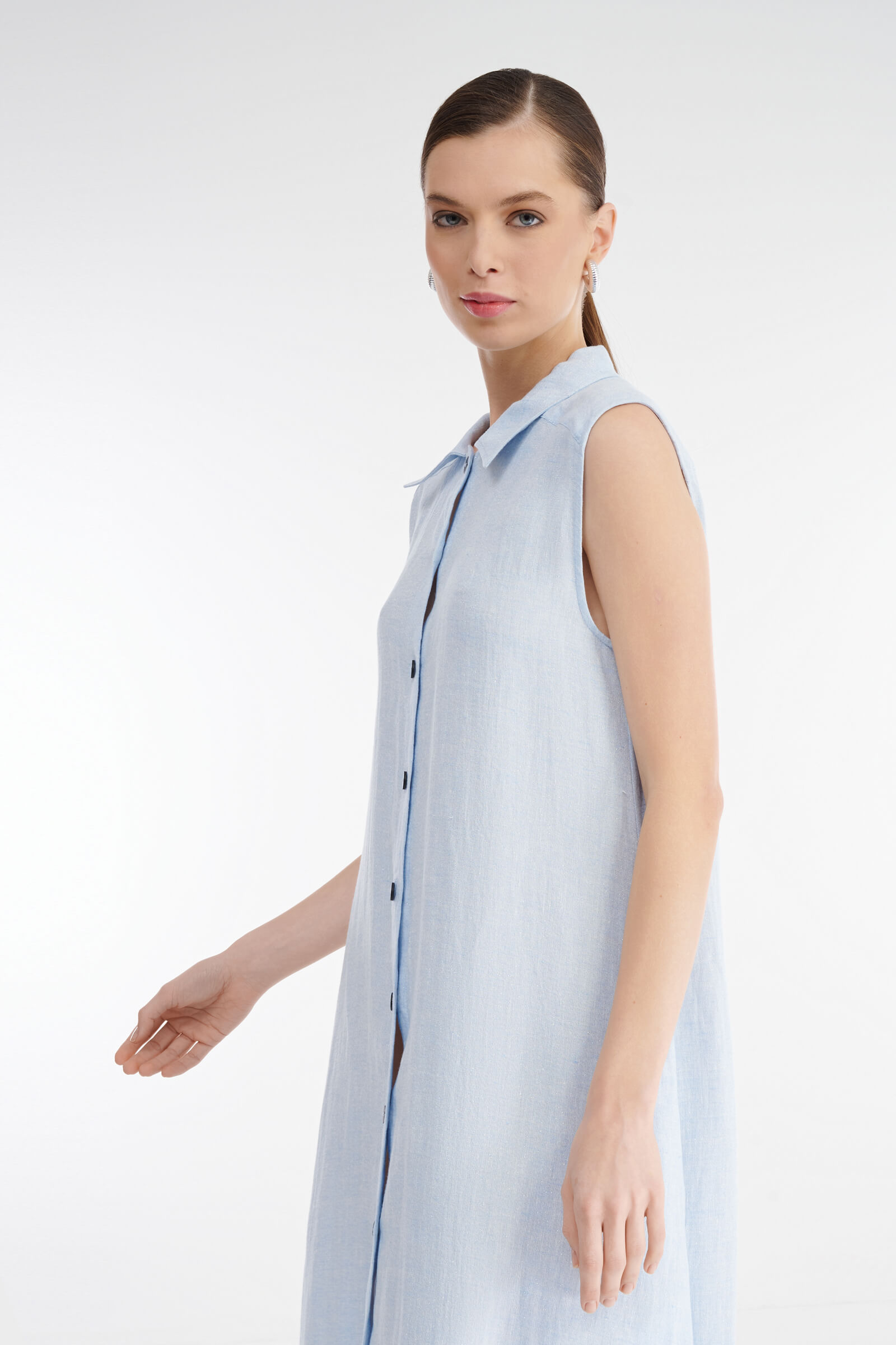 Льняное платье-рубашка Бренд Sarah Pacini