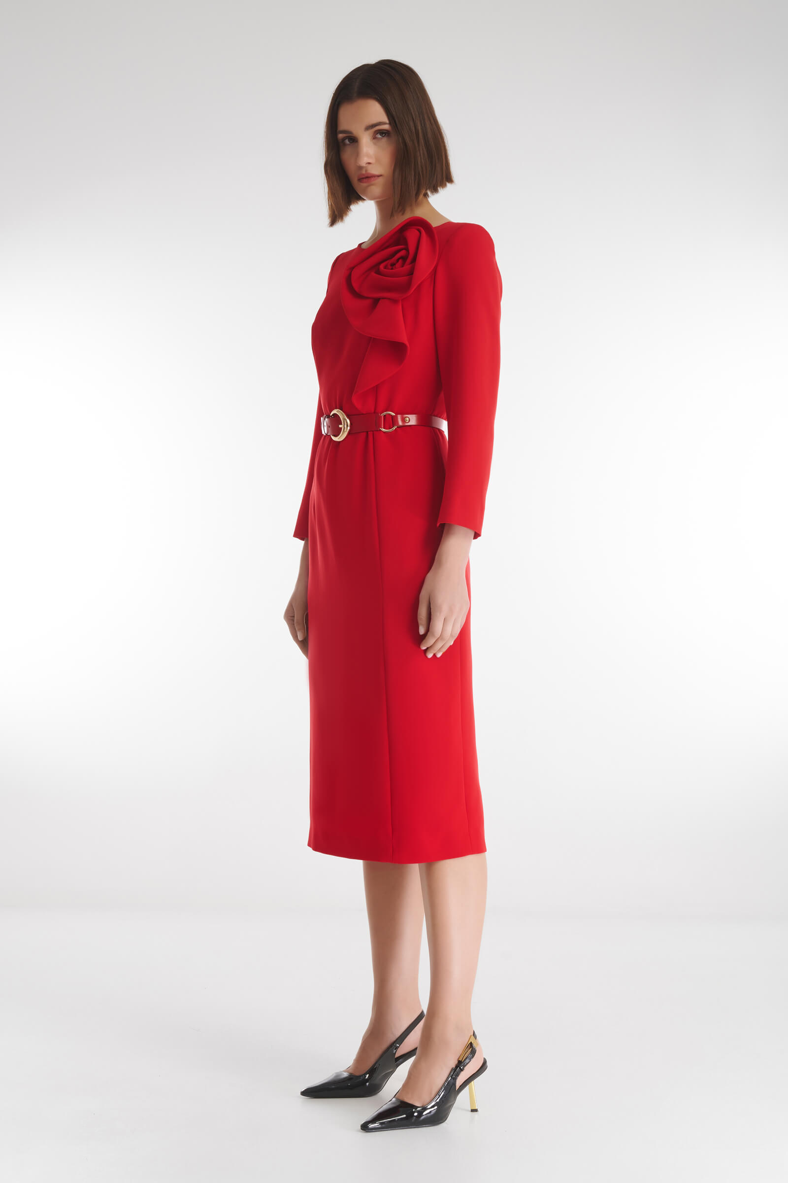 Платье из смесовой вискозы с объемным цветочным декором Бренд Caterina Leman