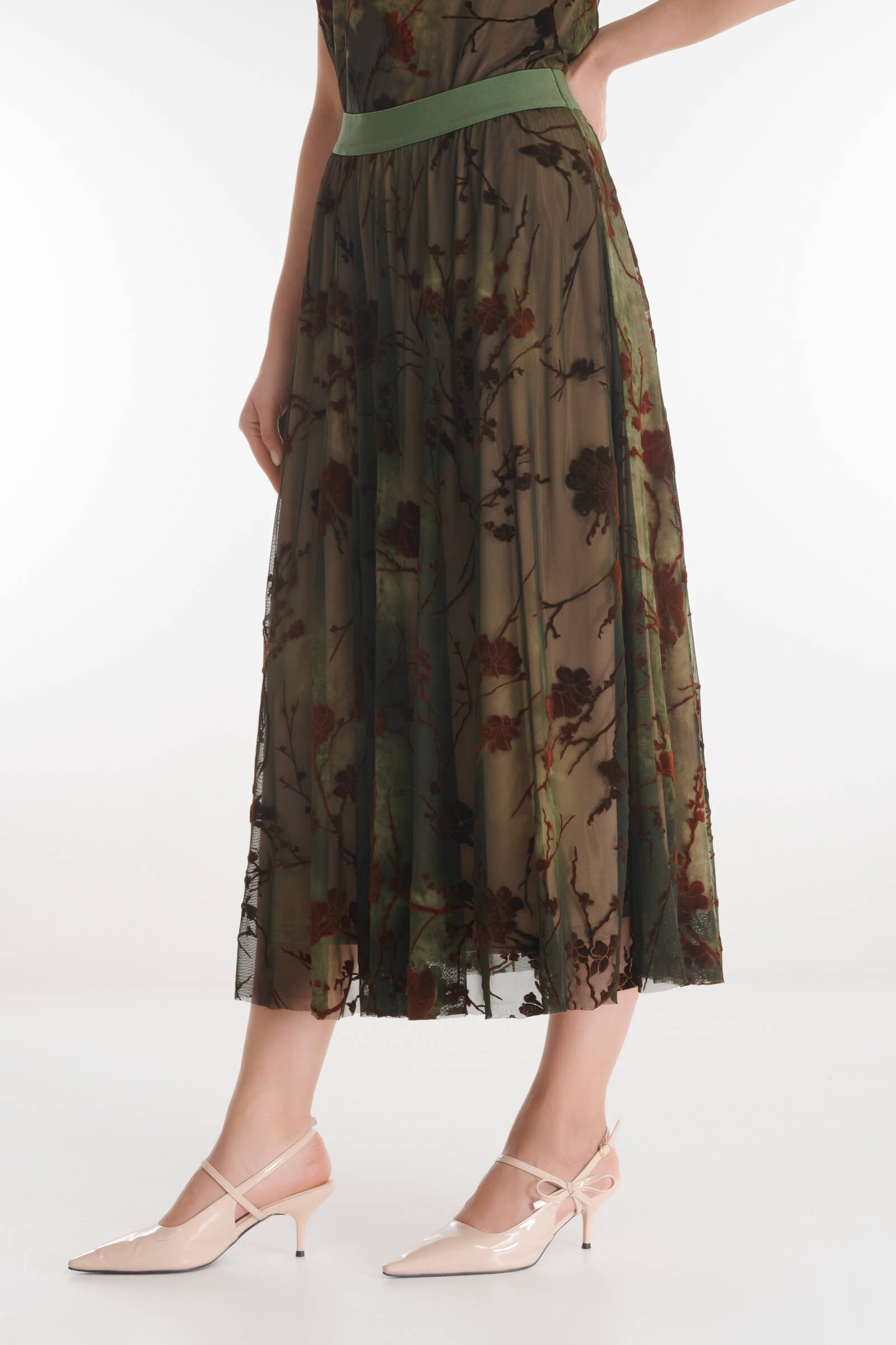 Расклешенная юбка с бархатным цветочным узором Бренд Caterina Leman