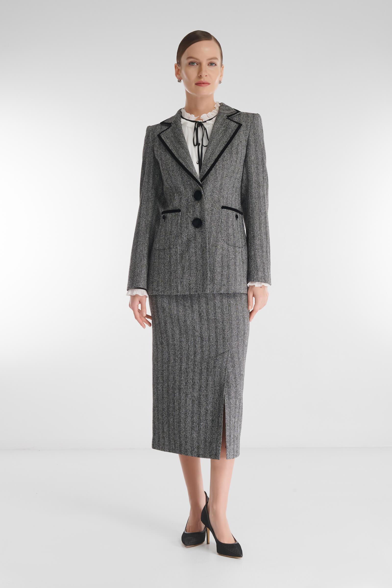 Юбка-карандаш с принтом «елочка» Бренд Caterina Leman