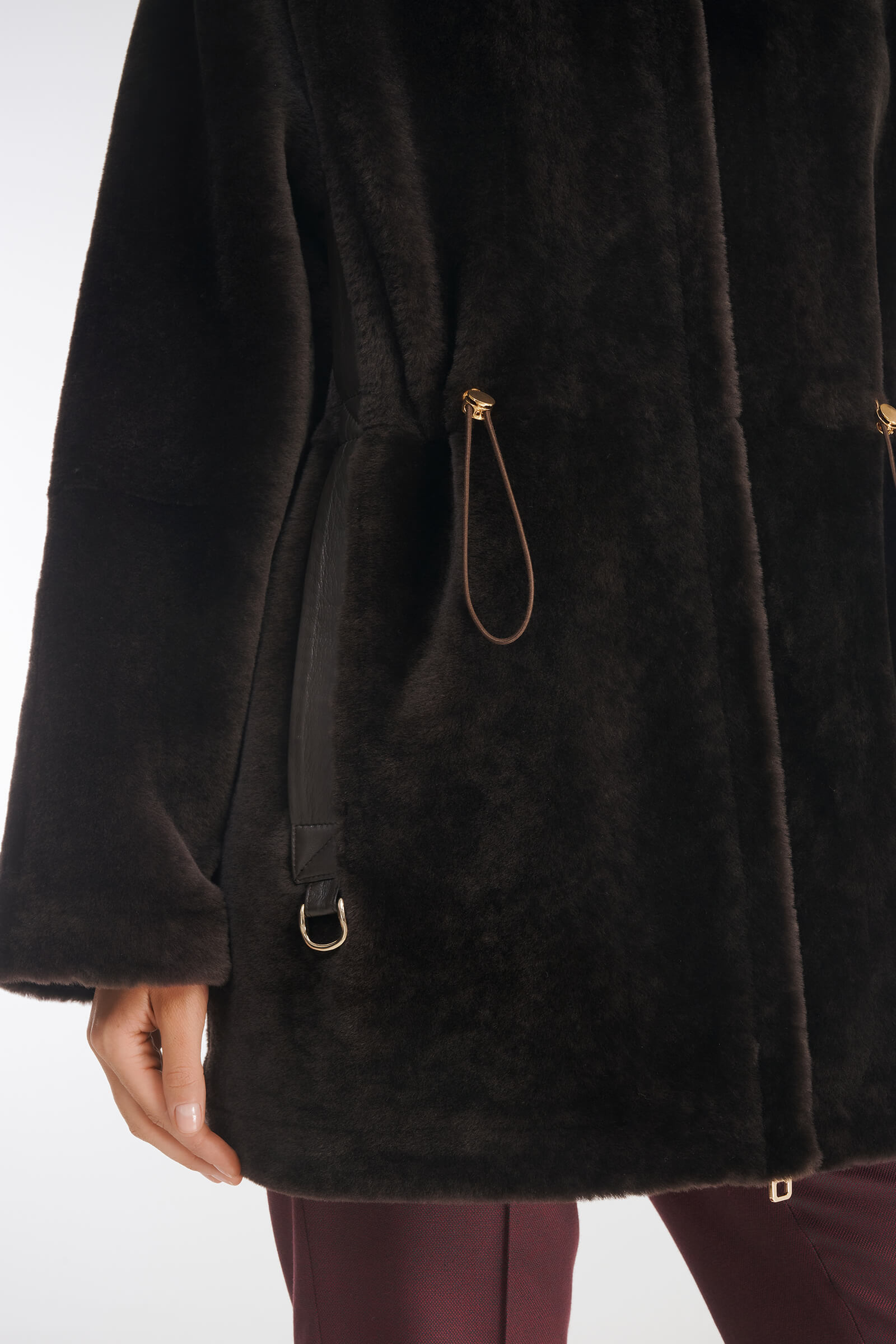 Удлиненная дубленка из натурального меха Бренд Caterina Leman