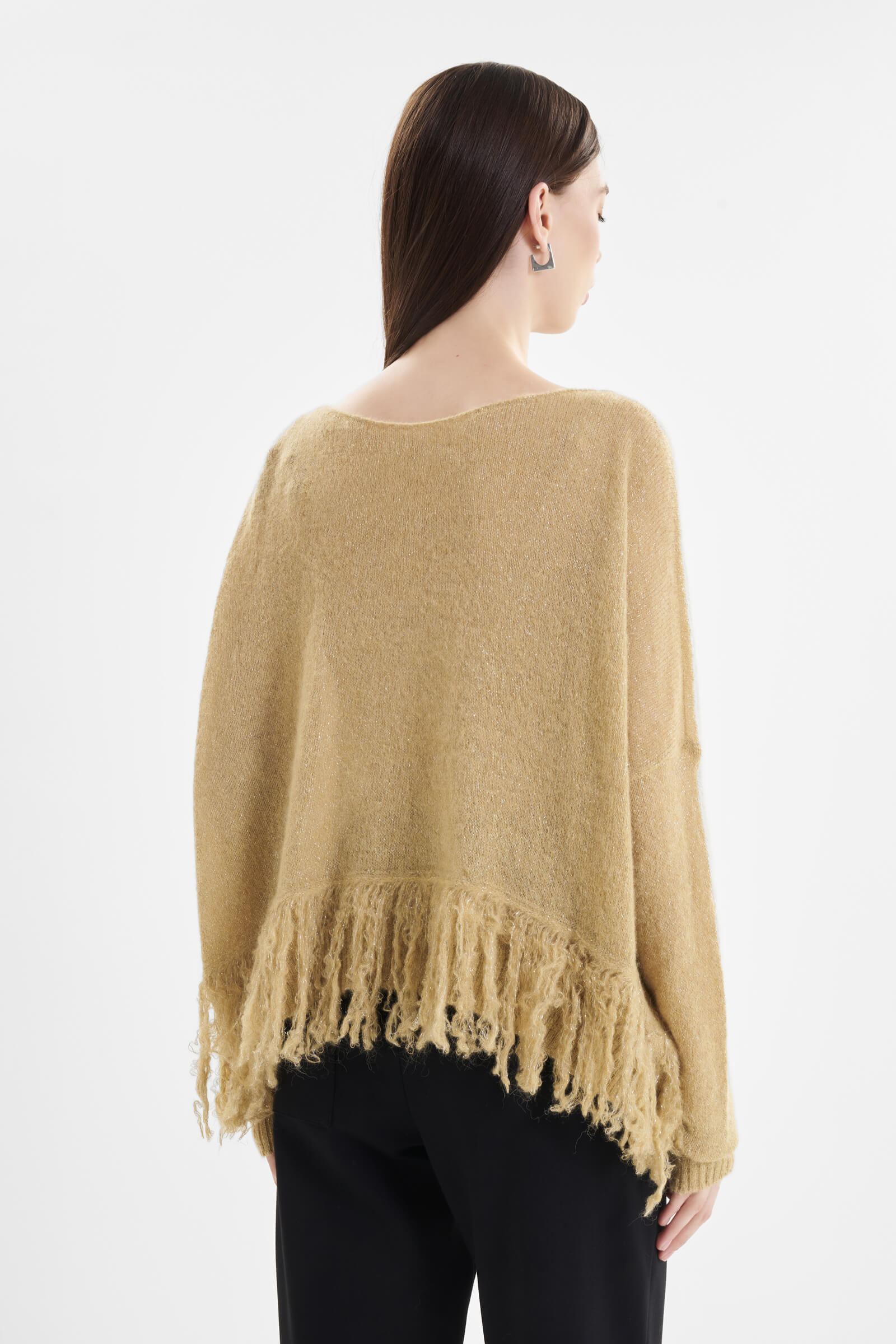 Асимметричный джемпер с бахромой Бренд Sarah Pacini