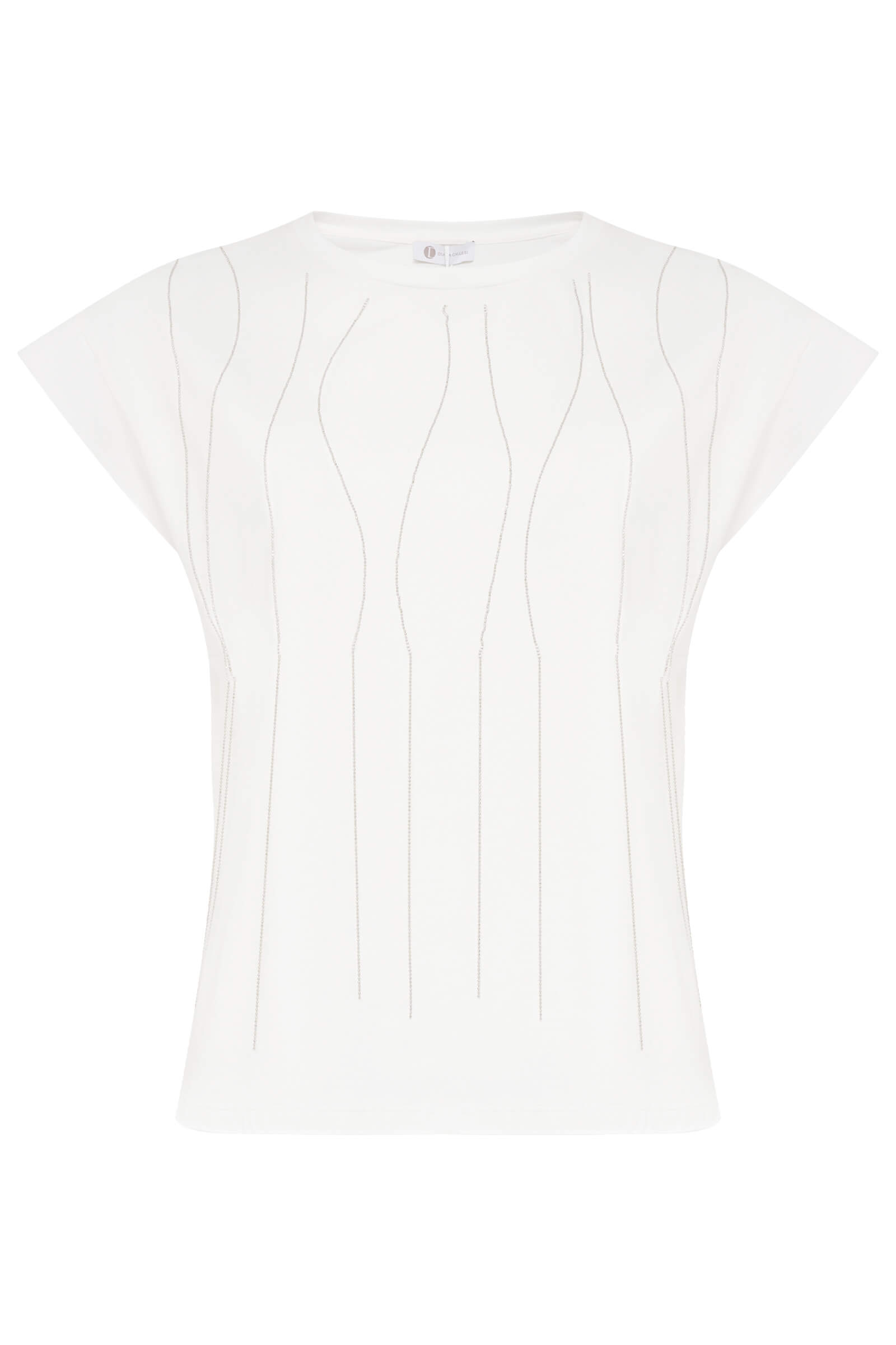 Хлопковая свободная футболка с бусинами Бренд Diana Gallesi