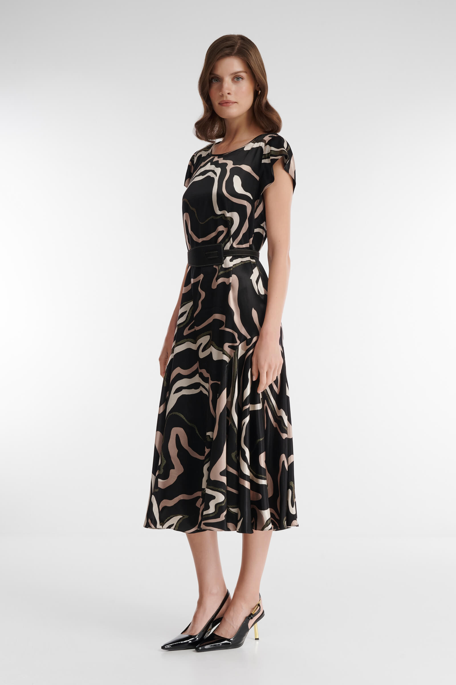 Расклешенное платье с абстрактным принтом Бренд Caterina Leman