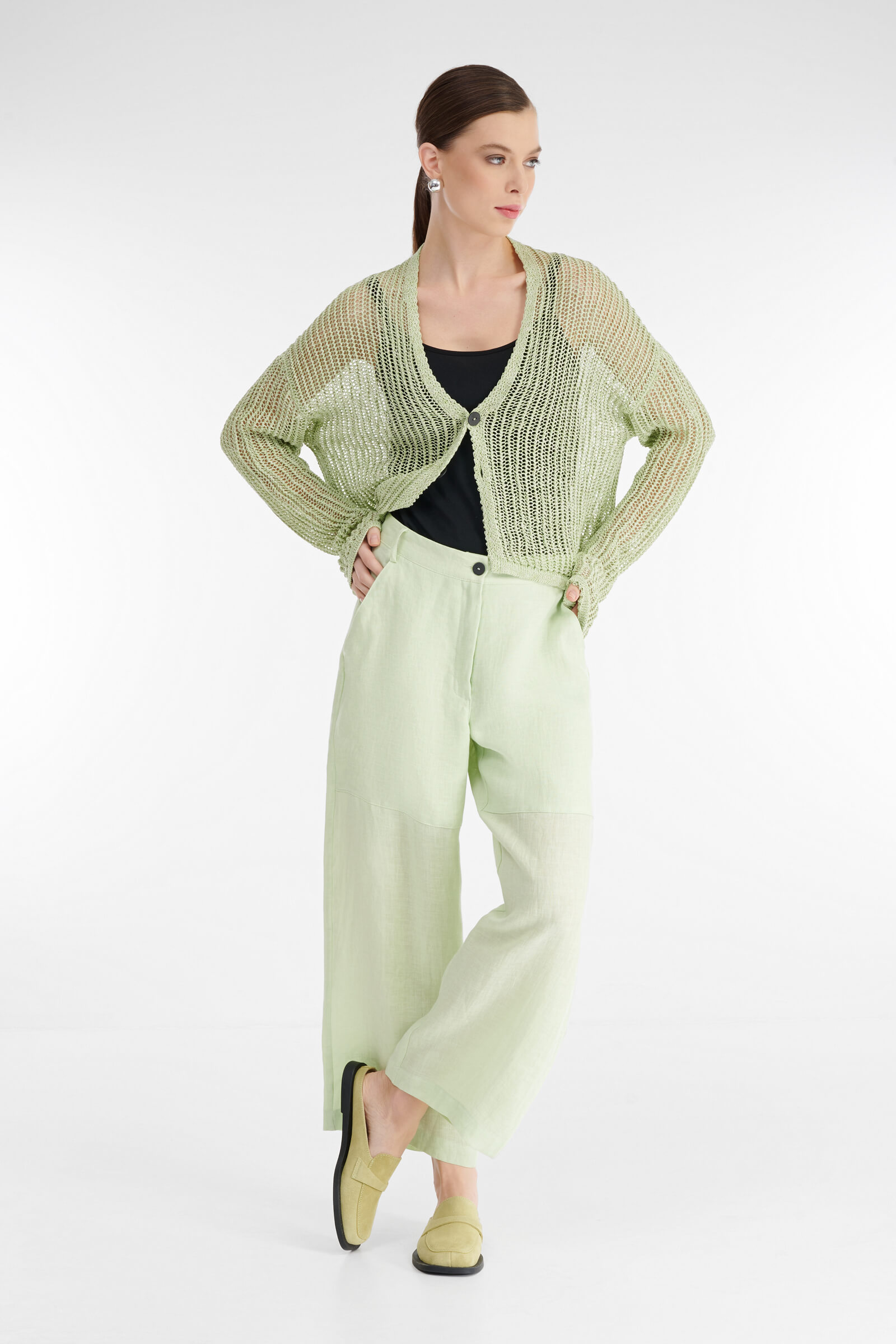 Укороченные льняные брюки Бренд Sarah Pacini