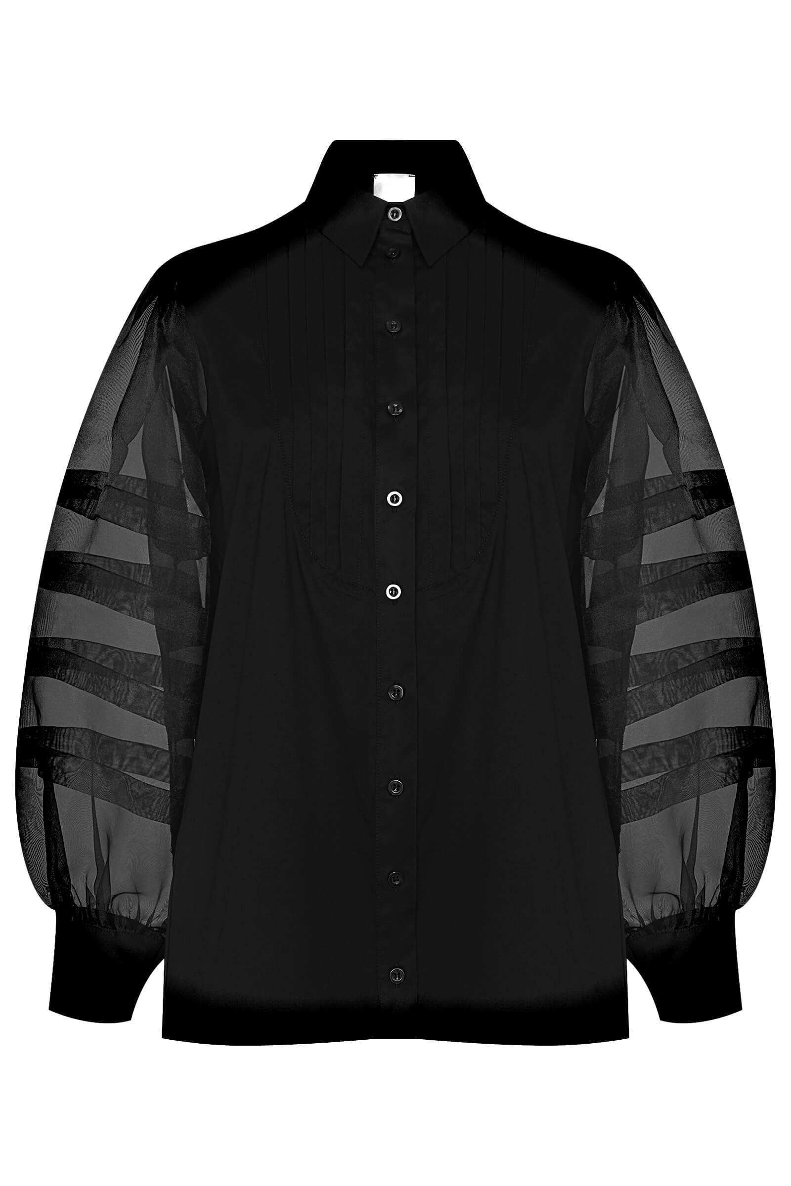 Хлопковая рубашка с прозрачными рукавами Бренд Milva Mi