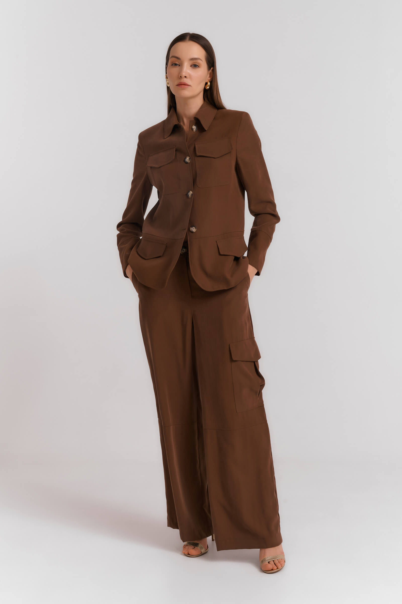 Широкие брюки с карманами Бренд Diana Gallesi