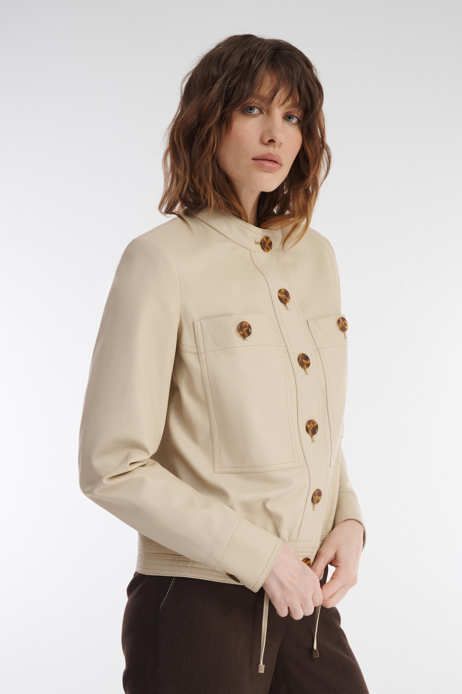 Укороченная куртка из натуральной кожи Бренд Caterina Leman