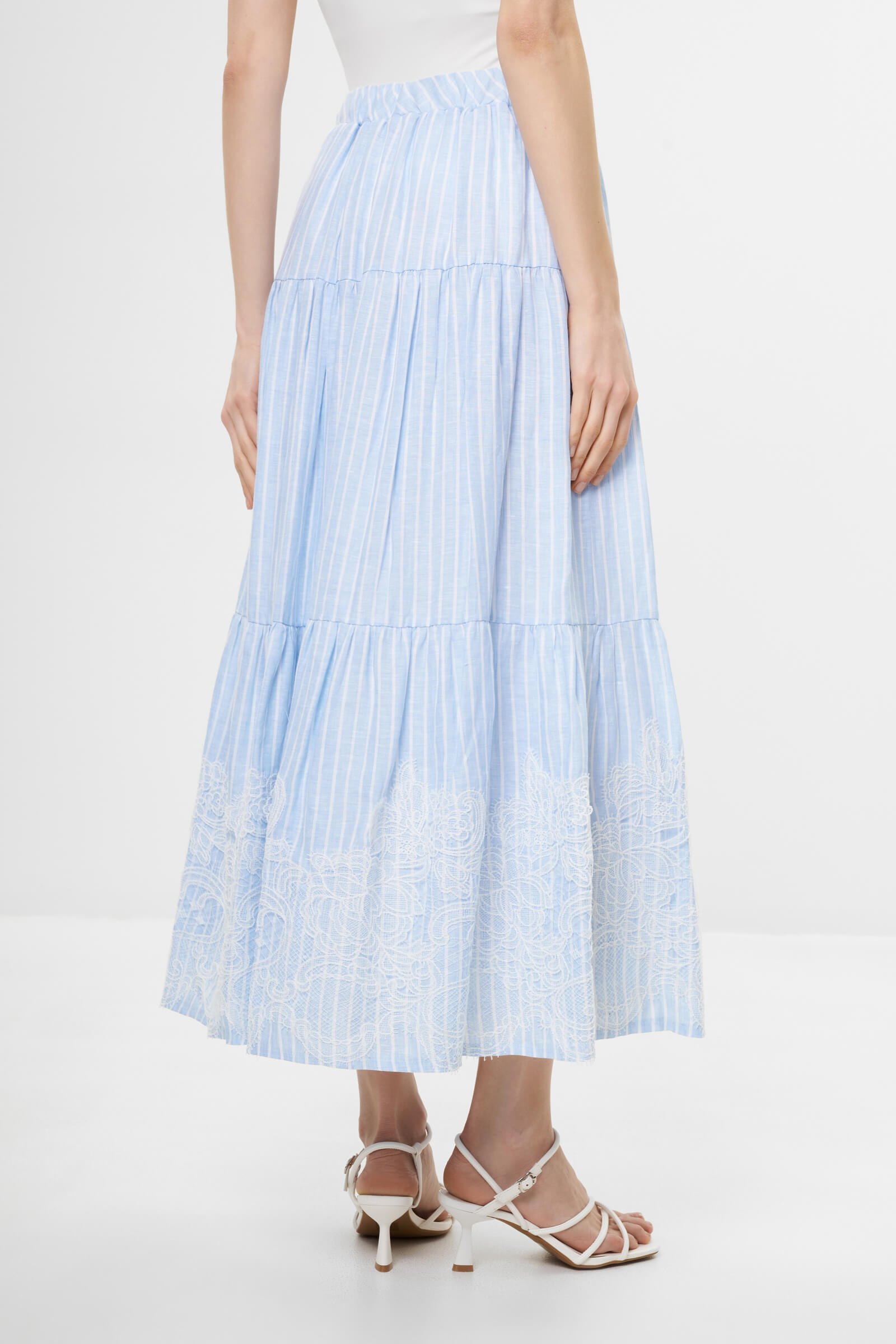 Льняная юбка с кружевом Бренд Daniela Drei