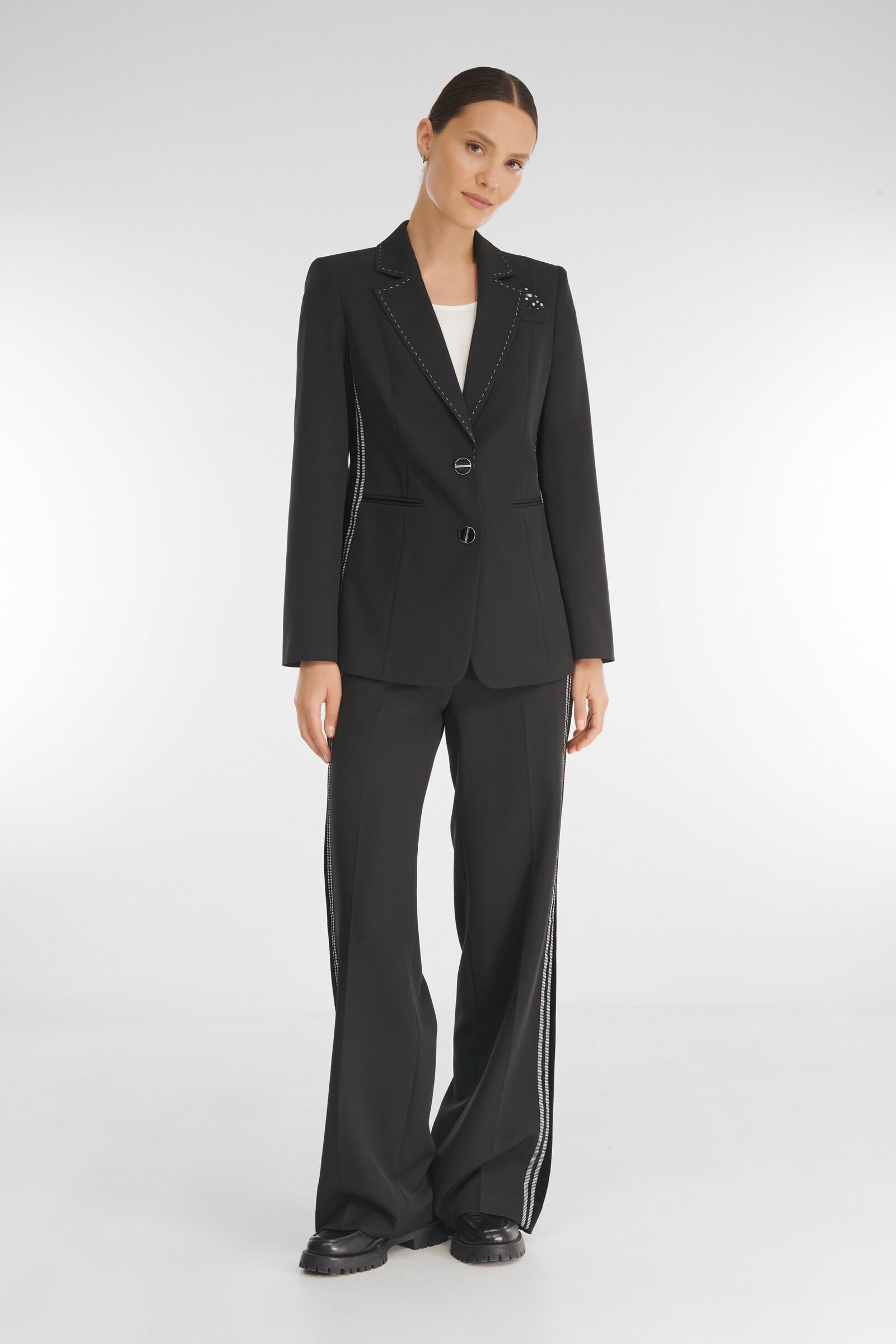 Однобортный пиджак с декоративными вставками Бренд Caterina Leman