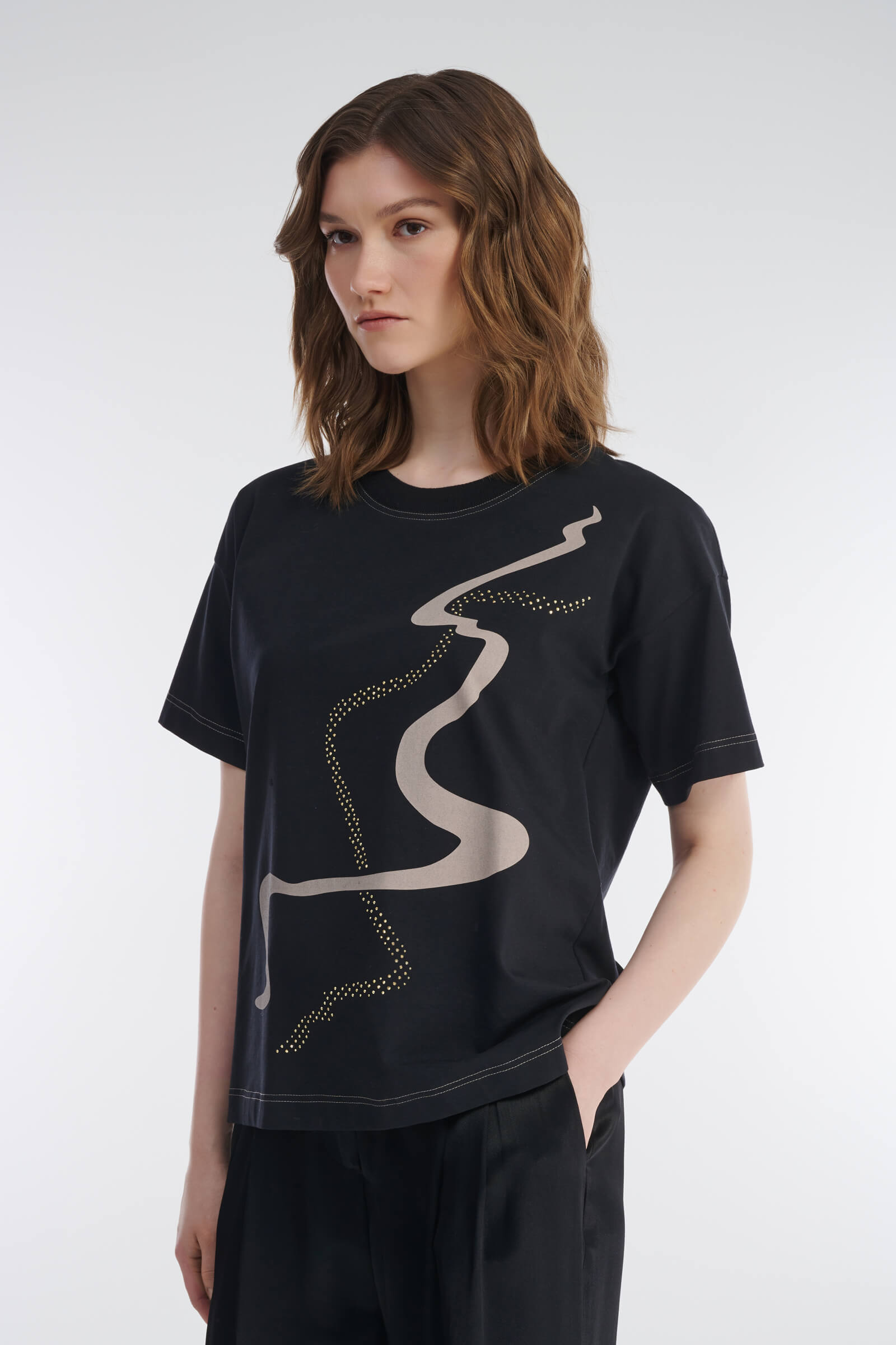 Футболка с принтом и стразами Бренд Caterina Leman