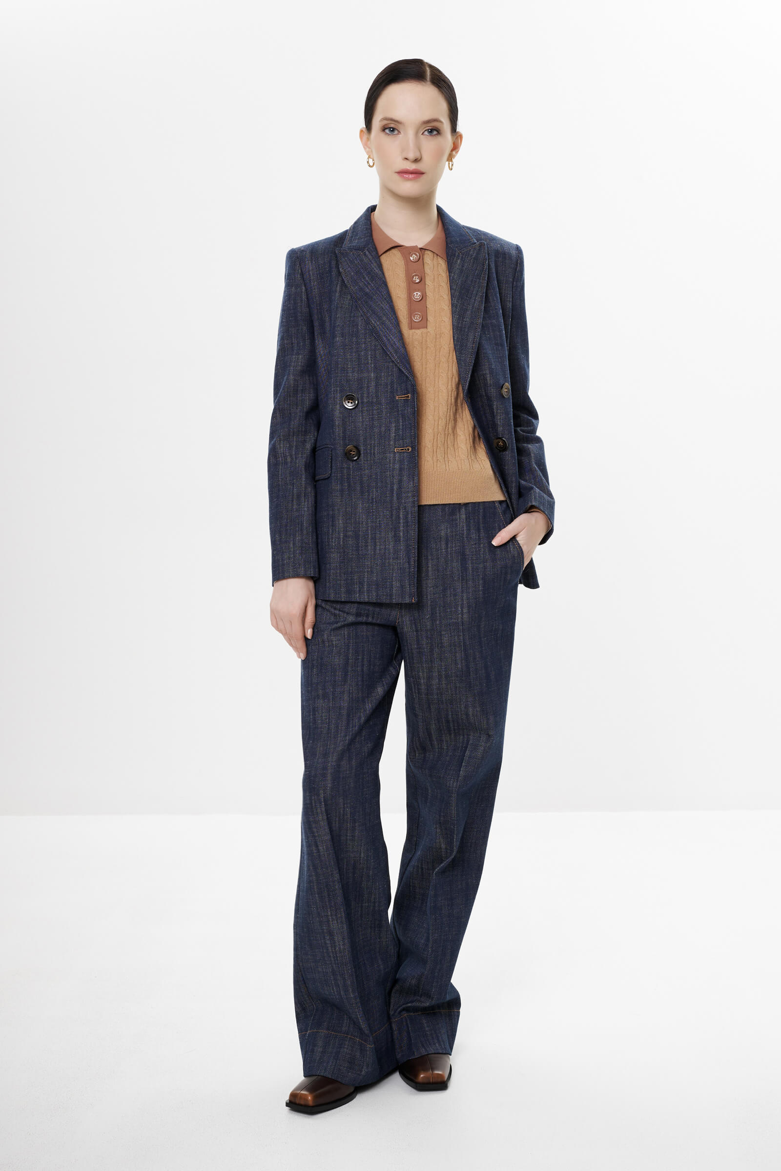 Двубортный пиджак из 100% хлопка Бренд Diana Gallesi