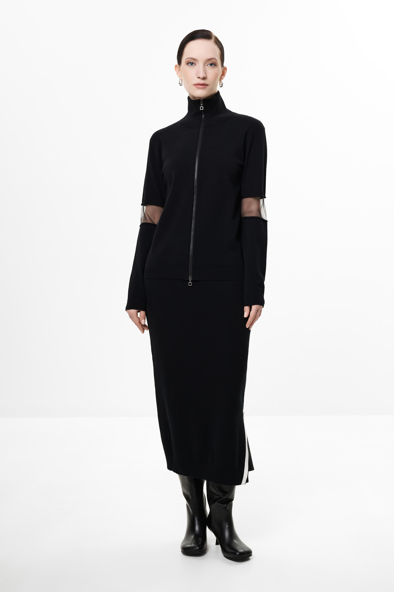 Кардиган на молнии с прозрачными вставками на рукавах Бренд Sarah Pacini