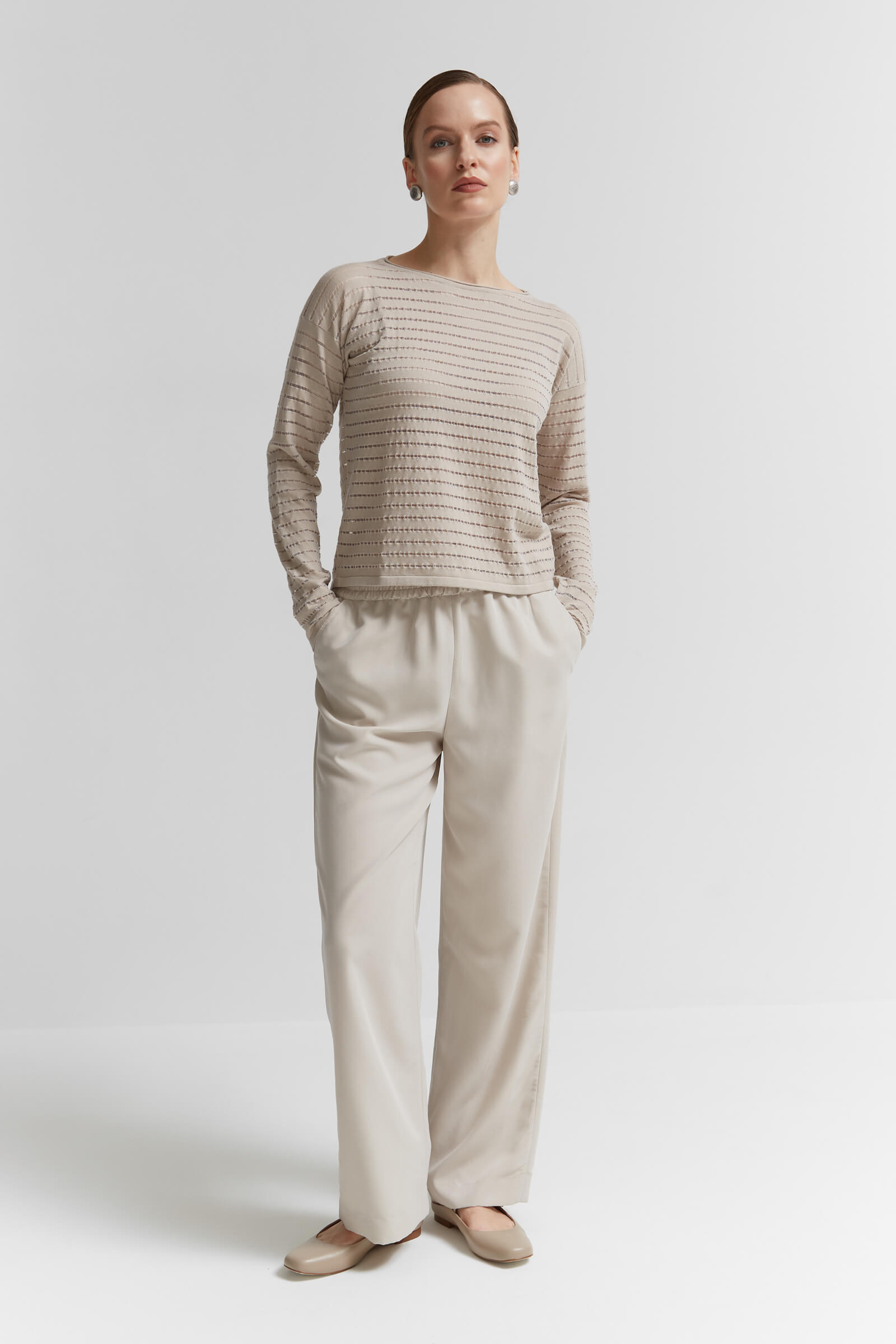 Лонгслив с вырезом-лодочкой Бренд Sarah Pacini