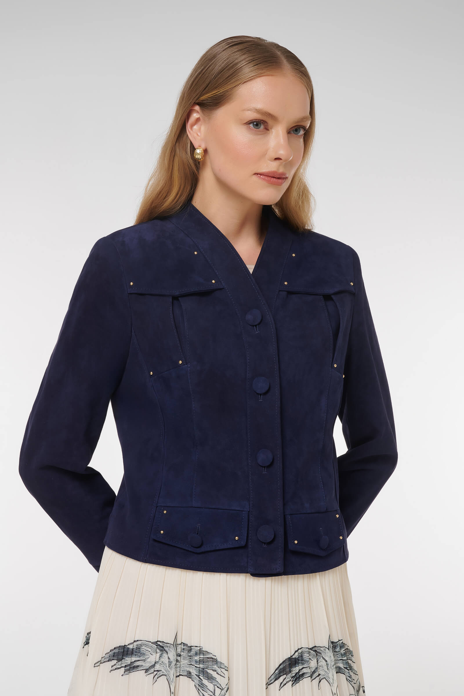 Укороченная куртка из замши Бренд Caterina Leman