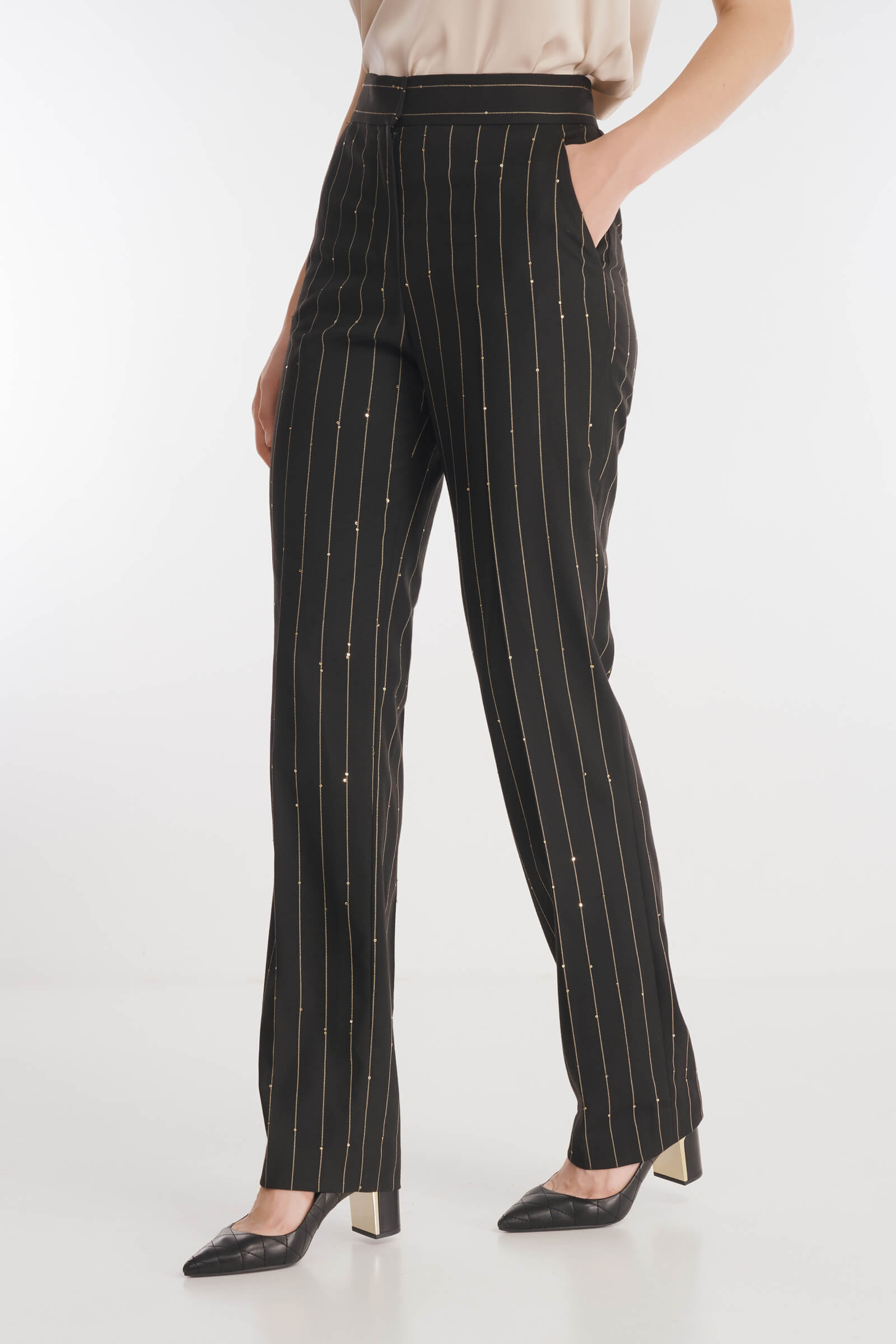 Брюки в полоску с пайетками Бренд Caterina Leman