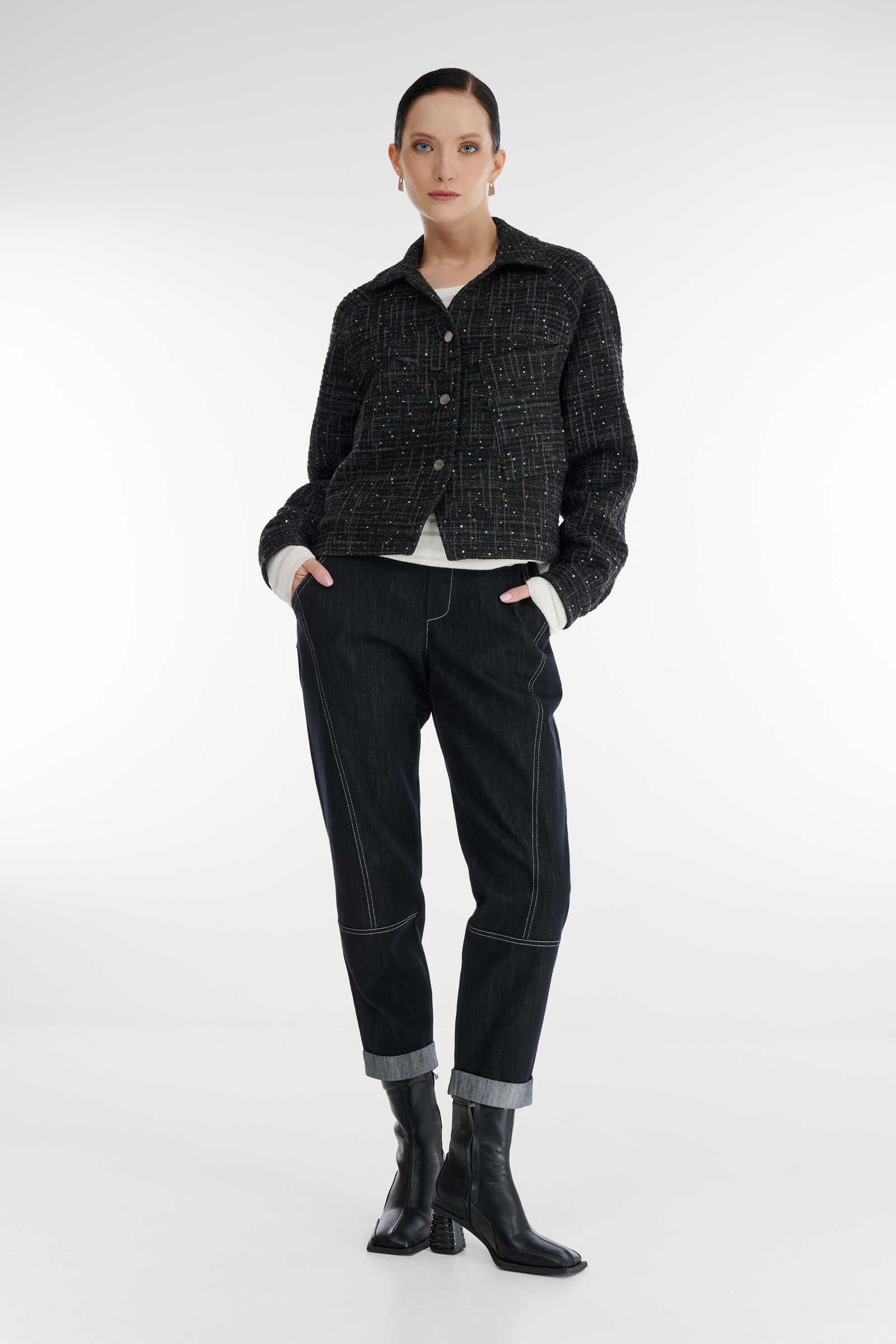 Трикотажный жакет с пайетками Бренд Sarah Pacini