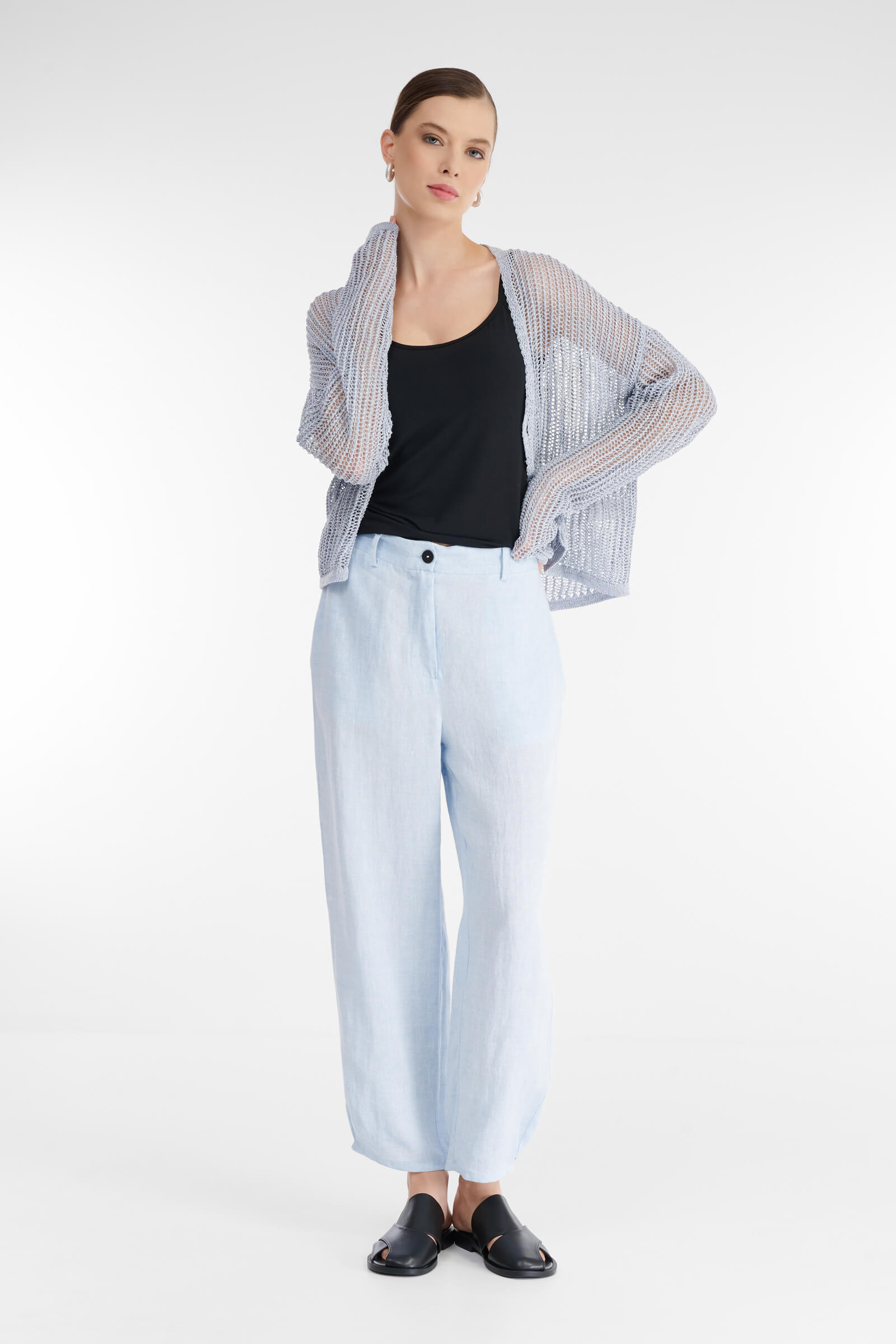 Льняные брюки-бананы Бренд Sarah Pacini