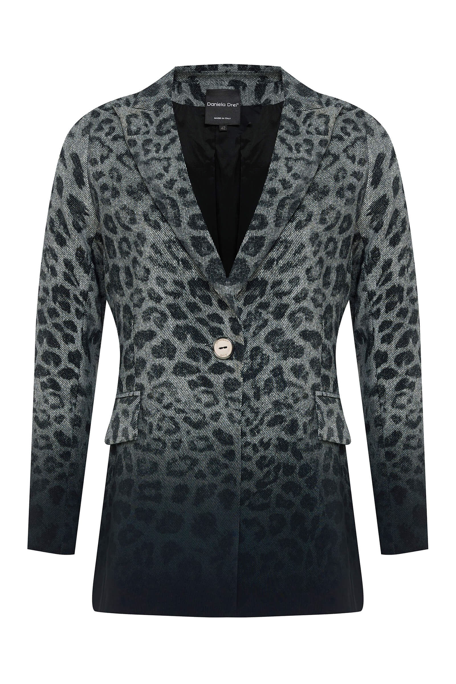 Однобортный пиджак с анималистичным принтом Бренд Daniela Drei