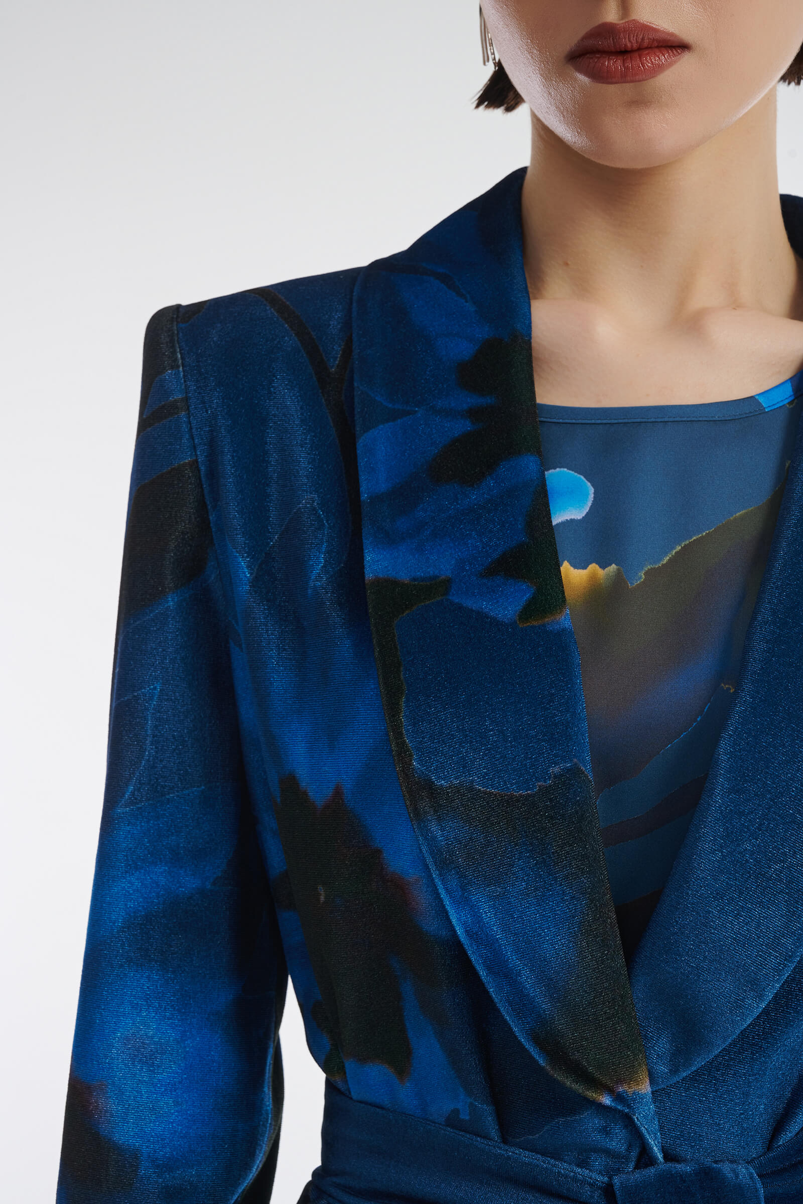 Бархатный жакет с цветочным принтом Бренд Caterina Leman