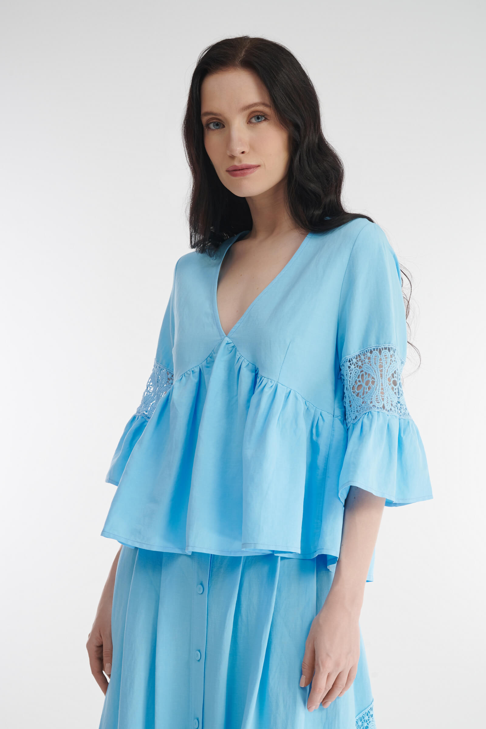 Легкая блузка с кружевом кроше Бренд Milva Mi