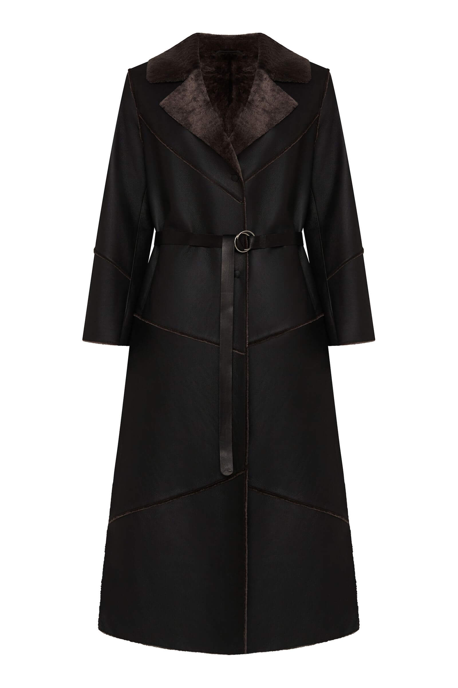 Длинная дубленка с английским воротником Бренд Caterina Leman