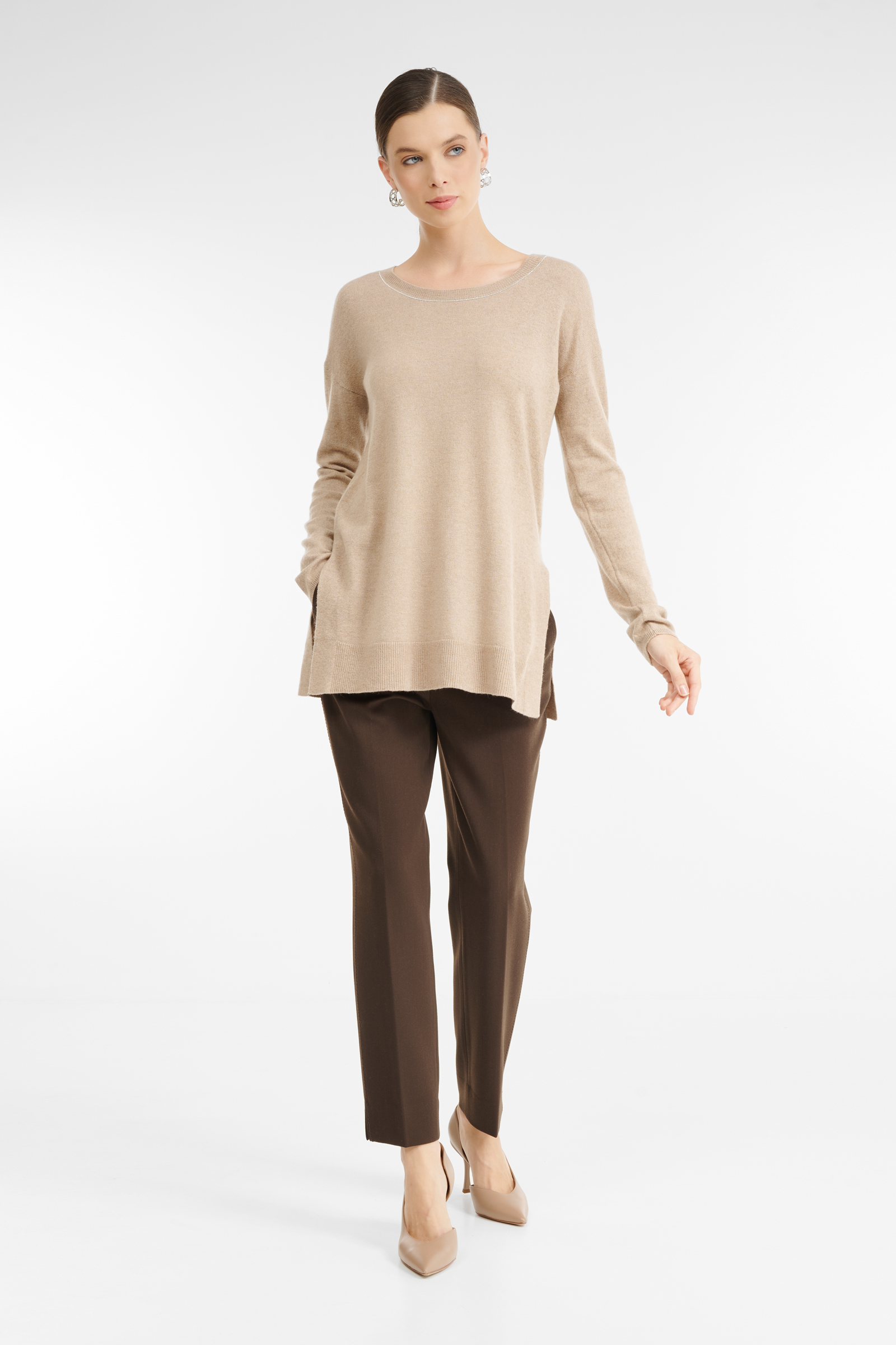 Удлиненный джемпер с боковыми разрезами Бренд Rocco Ragni