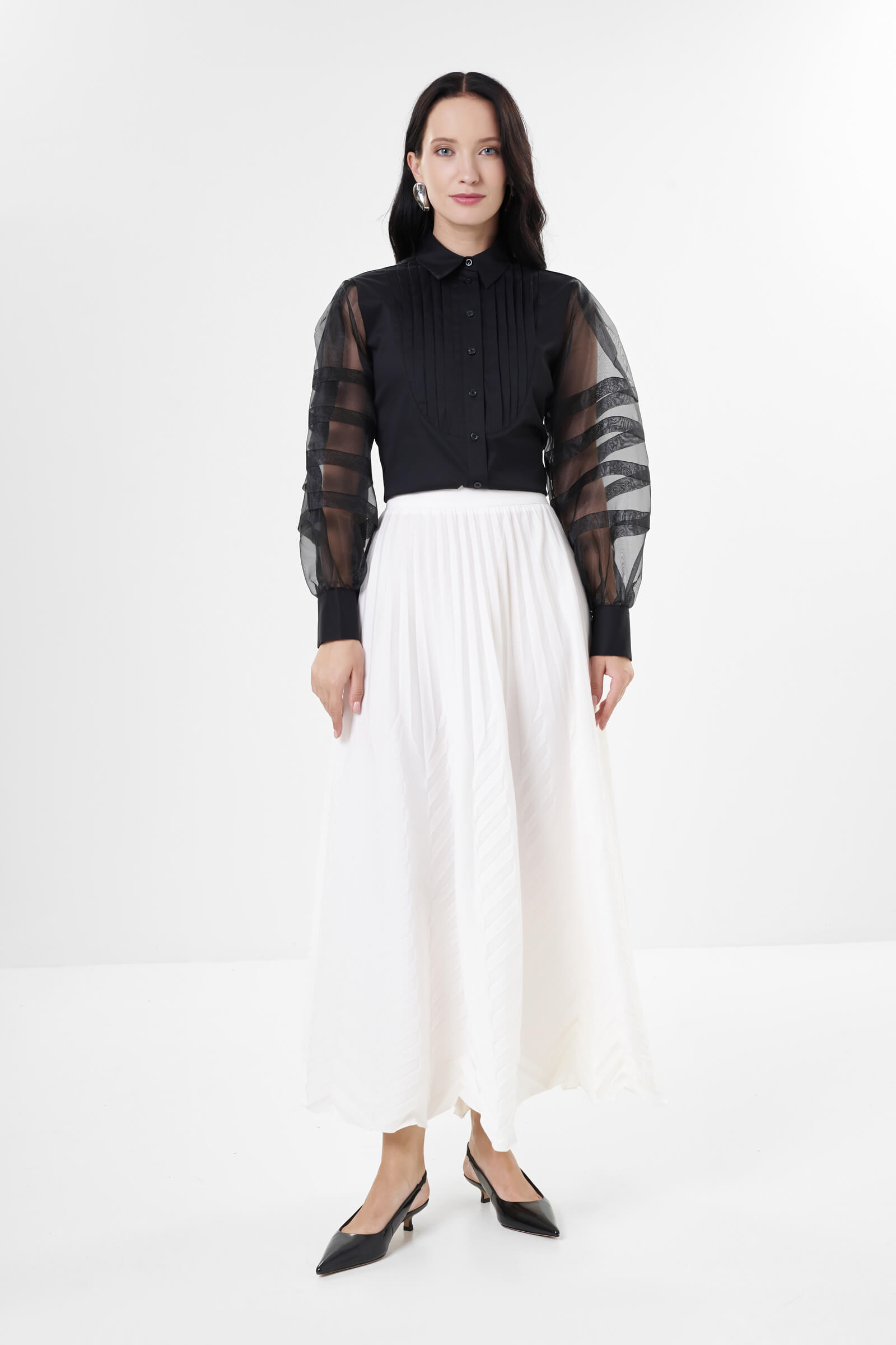 Плиссированная юбка из хлопка и вискозы Бренд Milva Mi